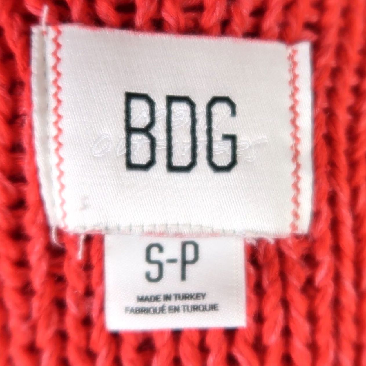 Bdg BDG Urban Outfitters Sweater V-Neck Cable-Knit Cotton Blend Red S Womens Pullover Long Sleeve Knit Shirt Size S / US 4 / IT 40 - 5 Thumbnail
