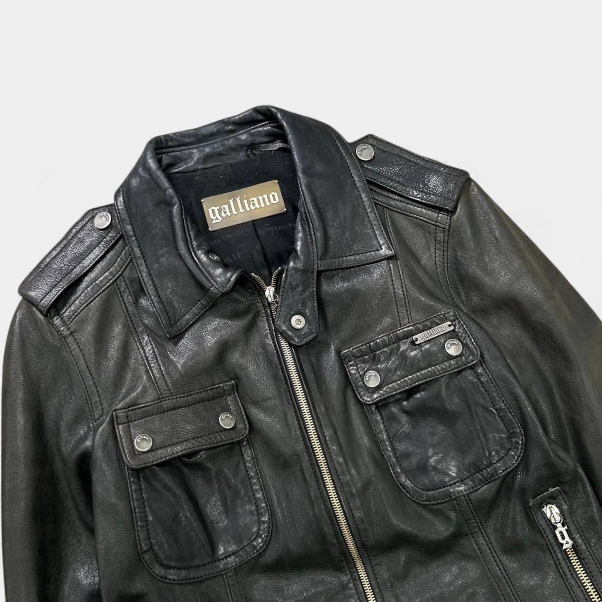John Galliano Galliano 90s Classic Black Leather Jacket Size US S / EU 44-46 / 1 - 2 Thumbnail