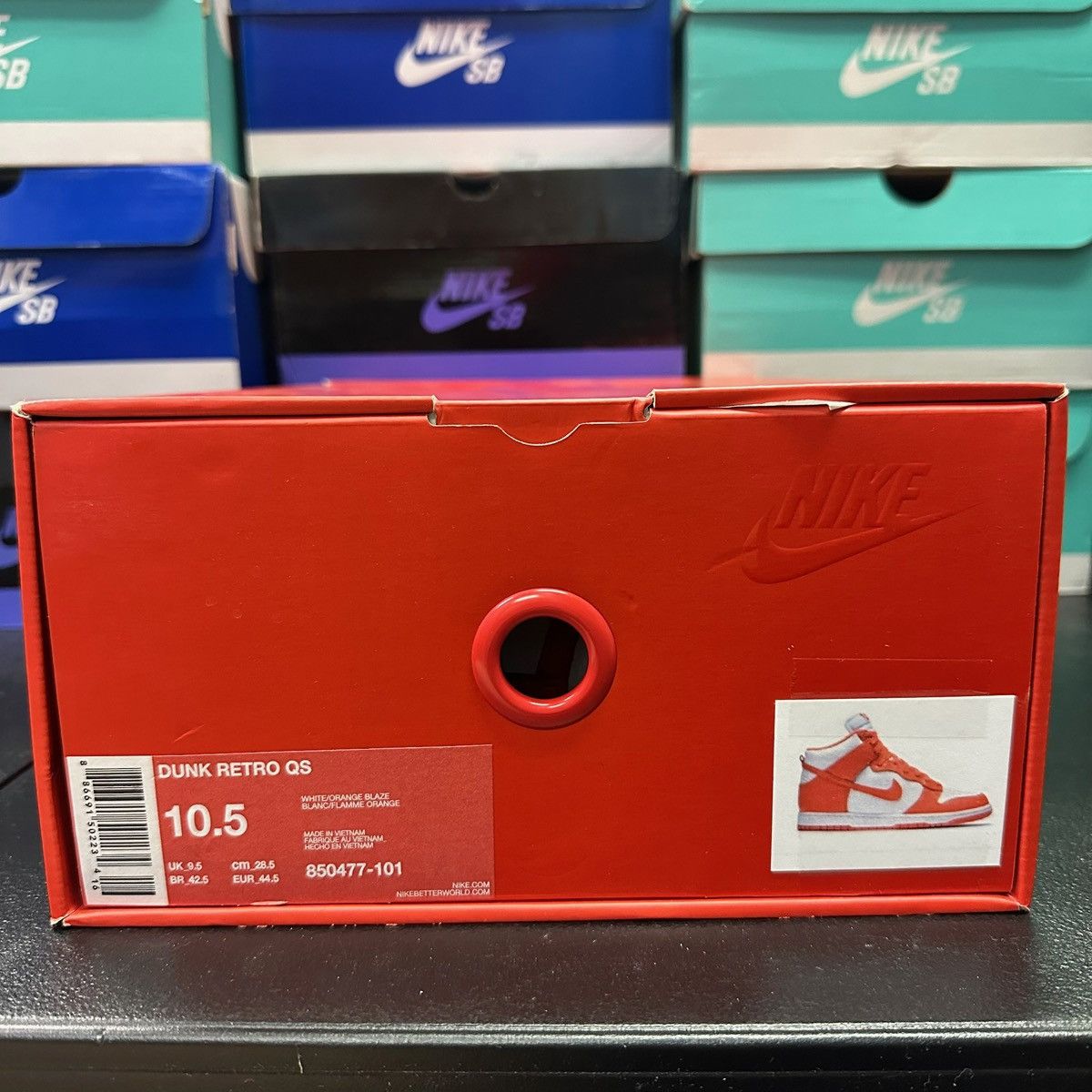 Nike Size 10.5 - Nike Dunk High Retro QS Syracuse 2016 850477-101 Size US 10.5 / EU 43-44 - 7 Thumbnail