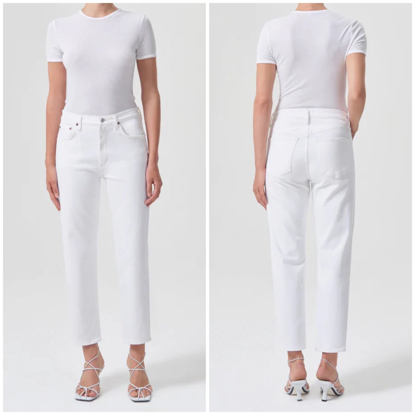 Agolde AGOLDE Kye Mid Rise Straight Crop Jean Cake White Stretch Size 25" / US 0 / IT 36 - 1 Thumbnail