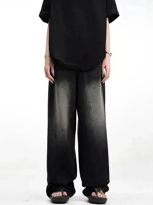 Japanese Brand Retro high street washed distressed wide leg jeans Size US 32 / EU 48 - 1 Thumbnail