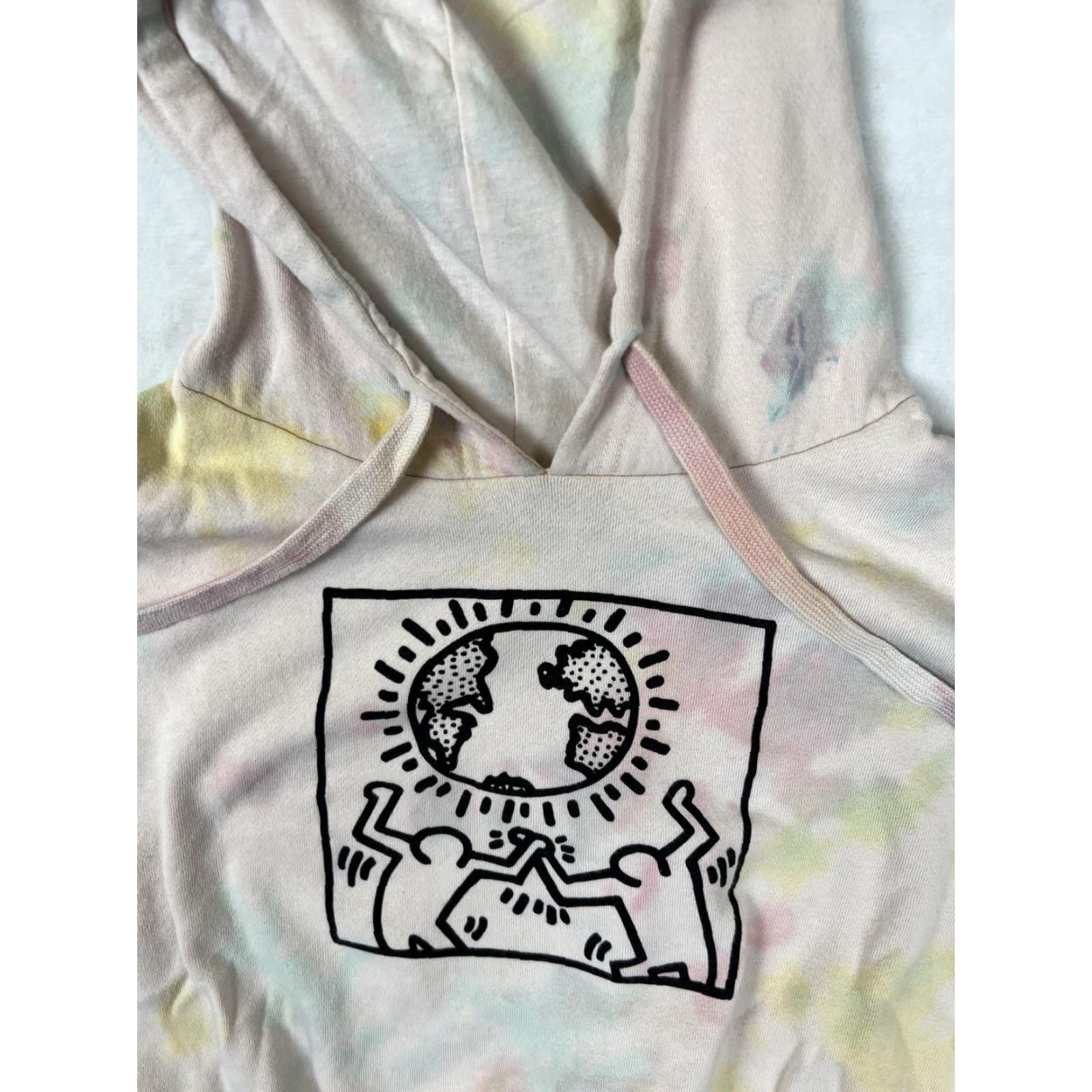 Vintage Keith Haring Hoodie Womens L Tie-Dye Fleece Pullover Graphic Batik Art Crew Neck Hooded I Imagine Size L / US 10 / IT 46 - 2 Thumbnail