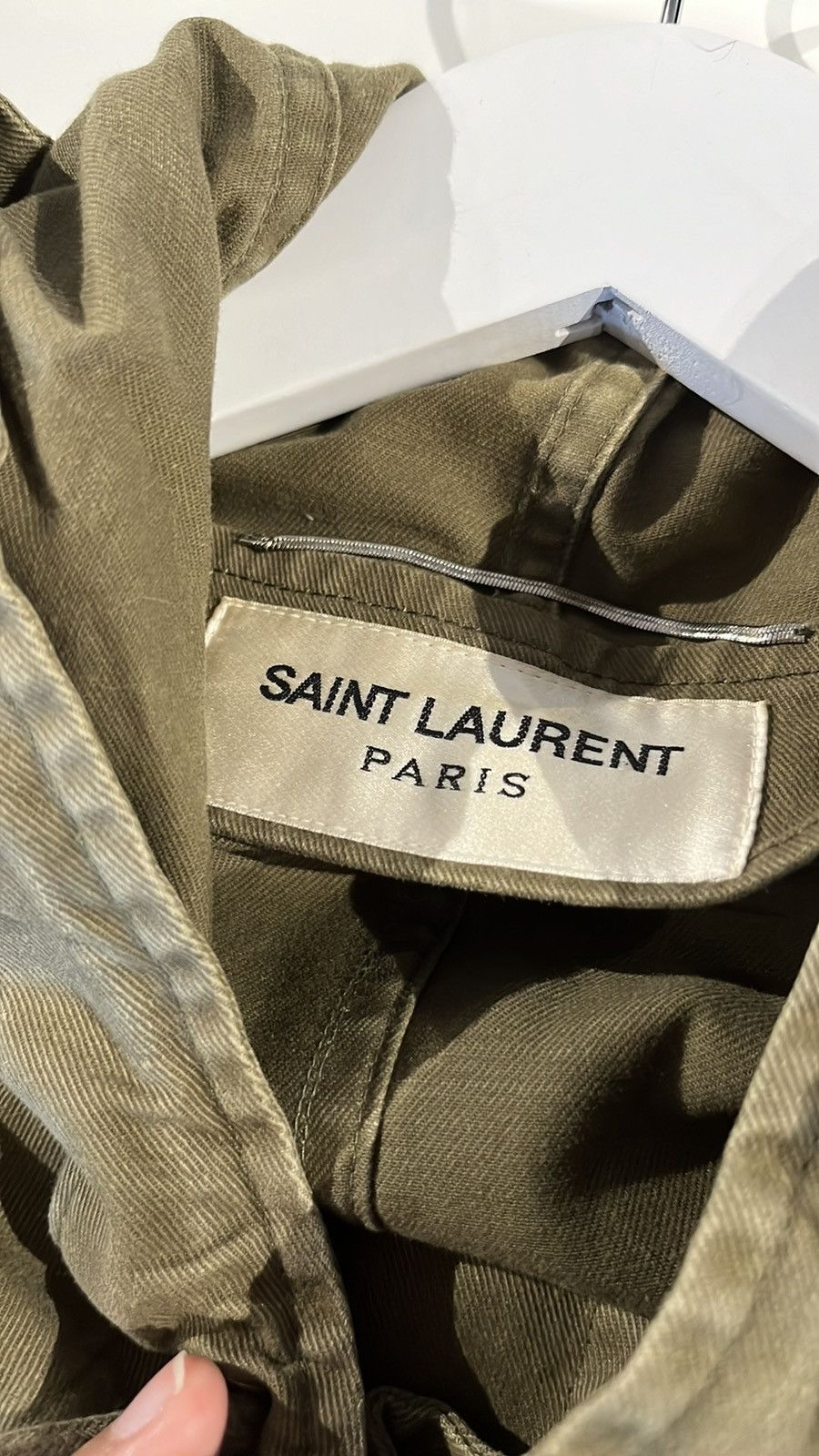 Saint Laurent Paris Saint Laurent SS/14 Khaki Gabardine Fishtail Military Parka Size US XXS / EU 40 - 12 Thumbnail