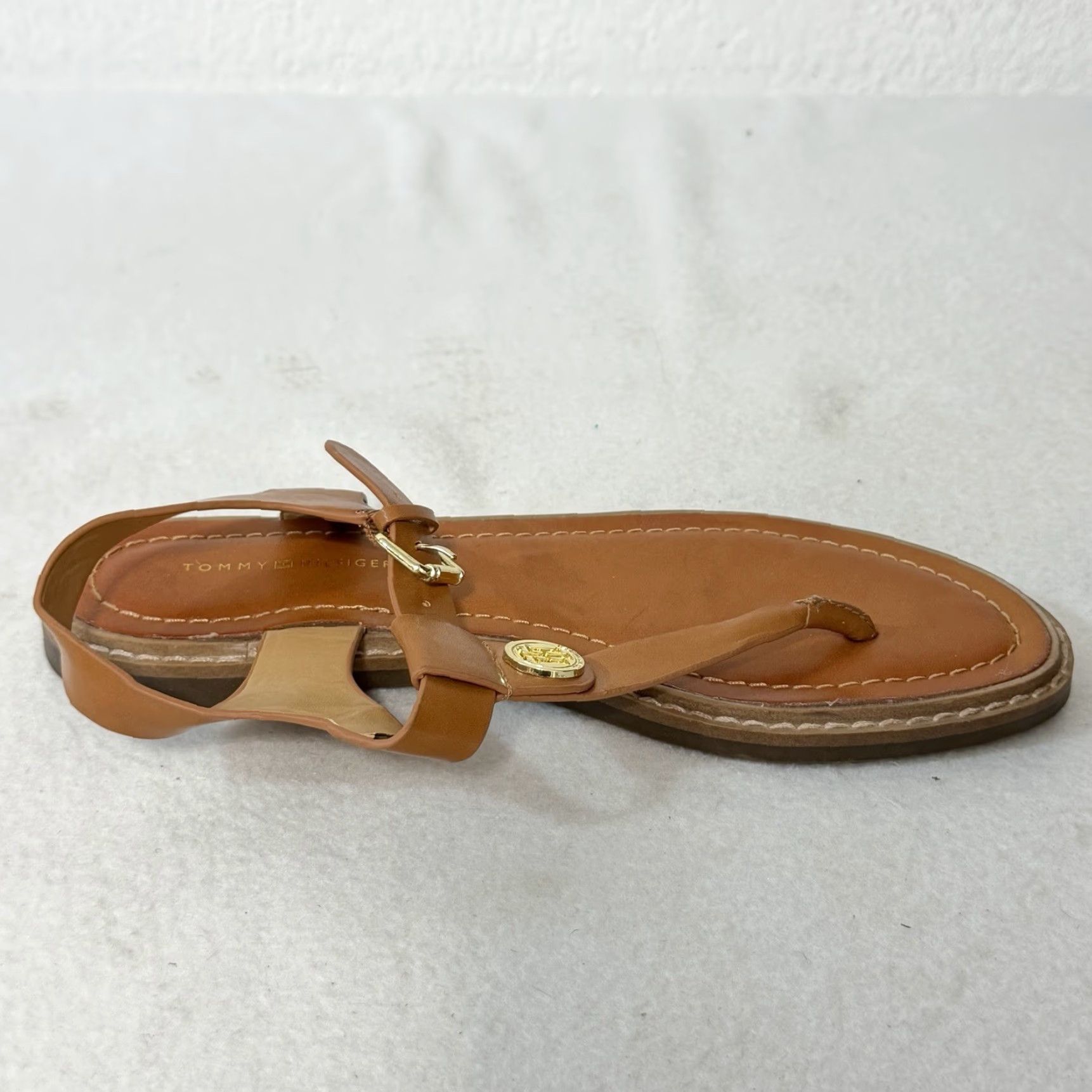 Tommy Hilfiger Tommy Hilfiger Sandals Brown TH Logo Leather Straps Women Size 7.5M Shoes Slip-On Size US 8 / IT 38 - 6 Thumbnail