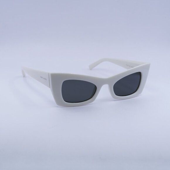 Saint Laurent SL702 003 Sunglasses Ivory Cat Eye Frame, Grey