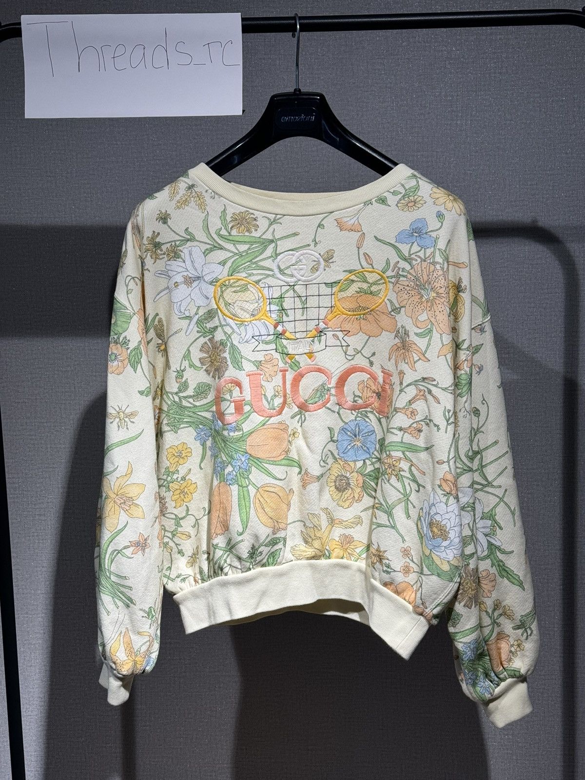 image of Gucci Embroidered Floral-Print Cotton-Jersey Sweatshirt, Women's (Size XS)