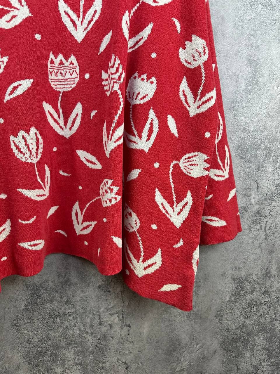 Gudrun Sjoden Gudrun Sjoden Red Floral Jacquard Knit Sweater Pullover Size XL / US 12-14 / IT 48-50 - 8 Thumbnail