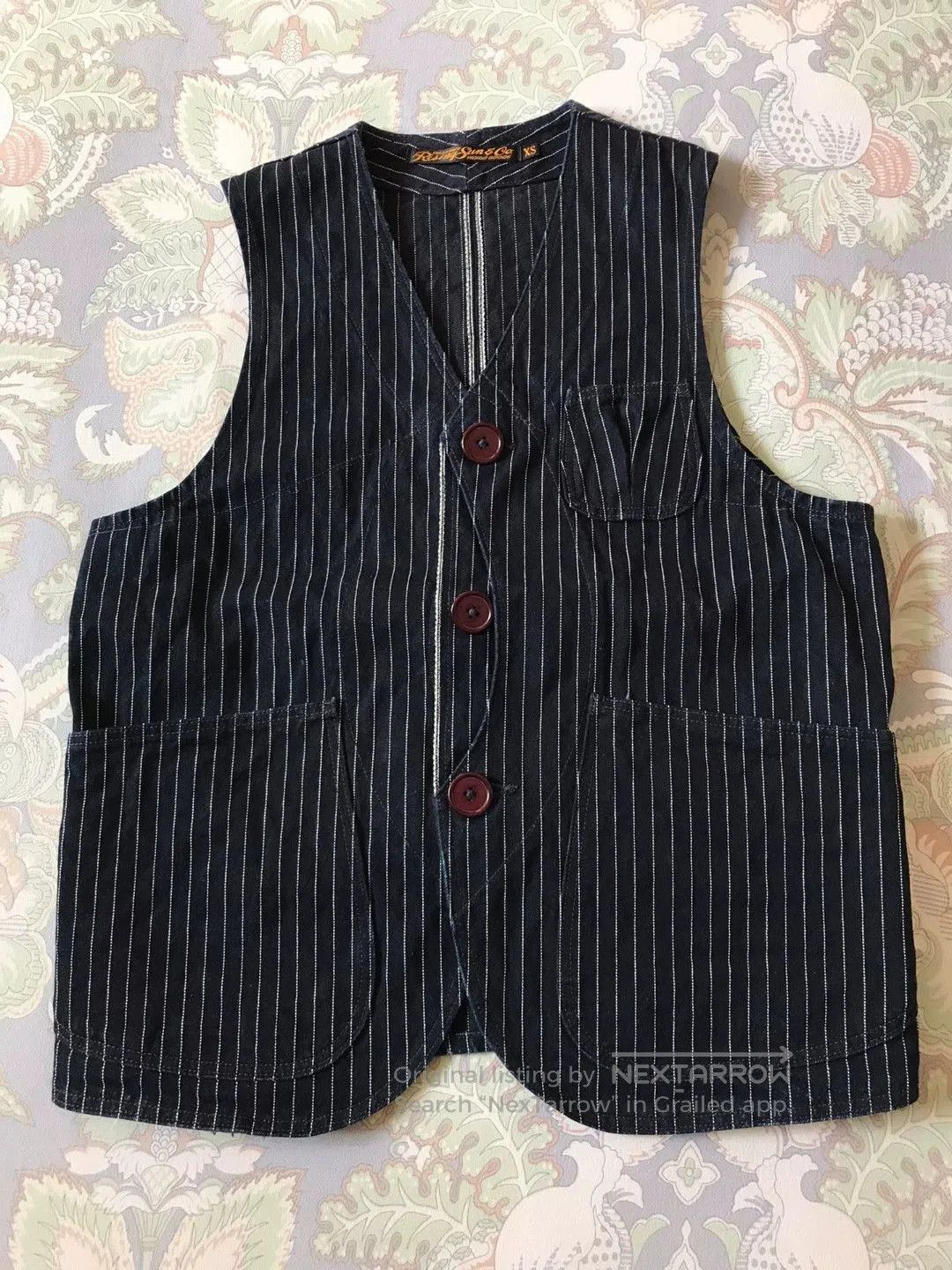 Rising Sun & Co. Rising Sun US Striped Canvas Work Vest XS. Size US XS / EU 42 / 0 - 1 Thumbnail