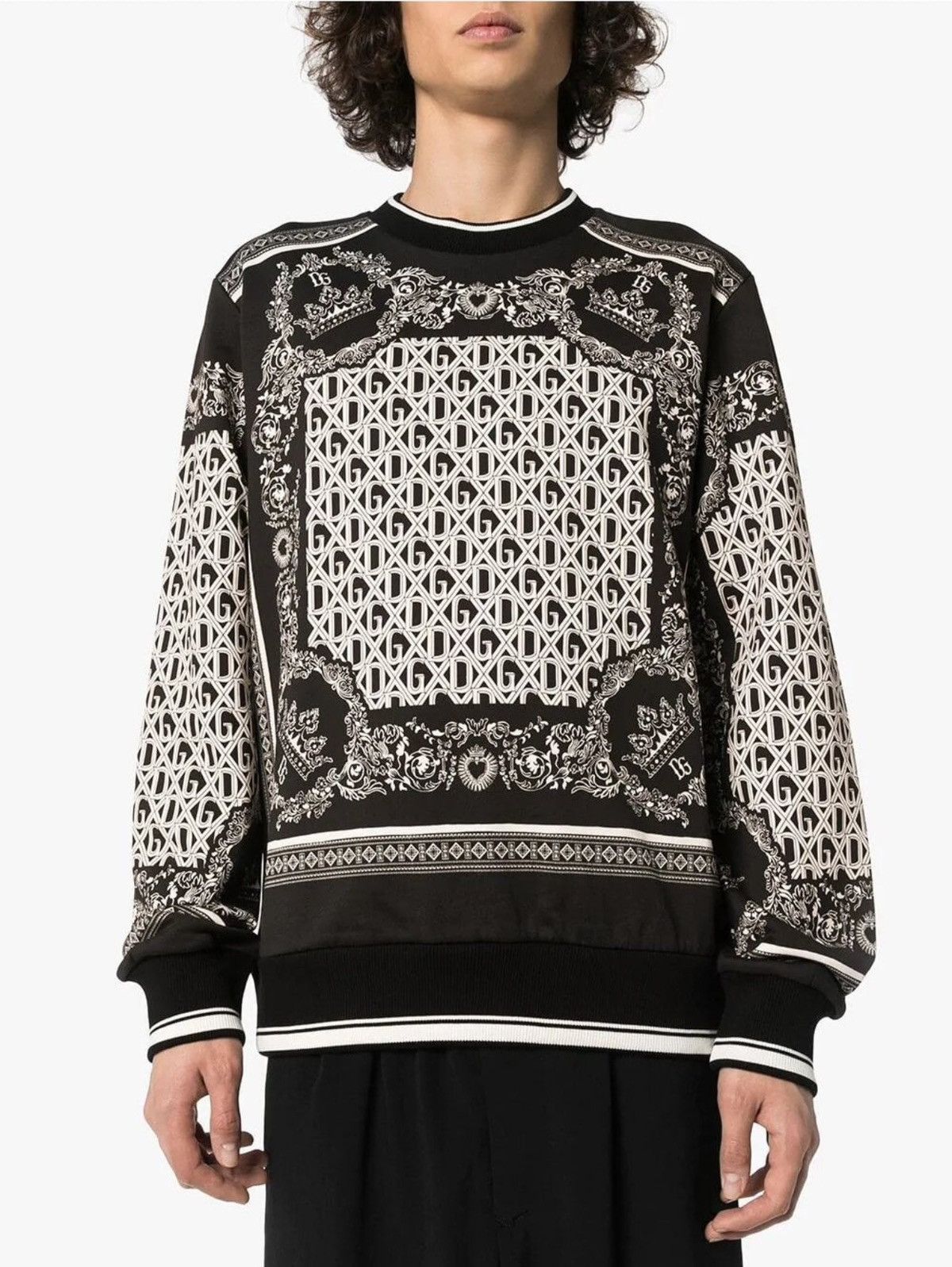 Dolce & Gabbana Dolce & Gabbana Black Paisley Bandana Crewneck Sweater Size US M / EU 48-50 / 2 - 5 Thumbnail