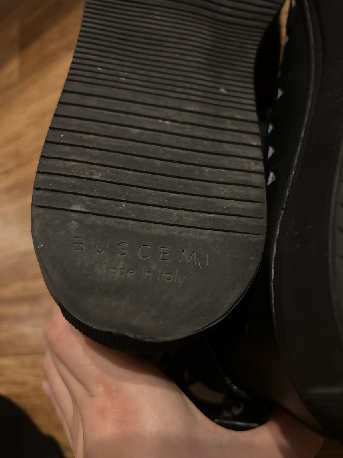Buscemi BUSCEMI 125MM Square Hole Black Perforated Leather Sneakers Size US 10 / EU 43 - 4 Thumbnail