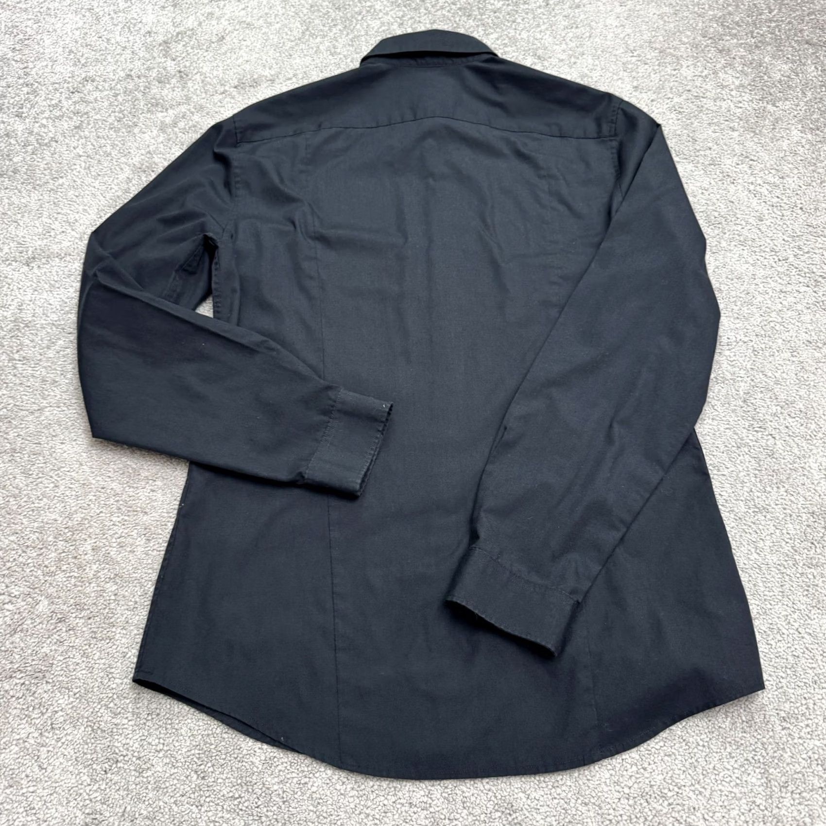H&M H&M Slim Fit Easy Iron Dress Shirt Mens M Black Long Sleeve Classic Work Shirt Size 40R - 2 Thumbnail