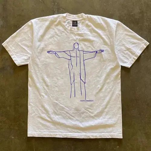 VIBE Kumiko x Yuka White casual retro God print cotton t-shirt Size US M / EU 48-50 / 2 - 3 Thumbnail