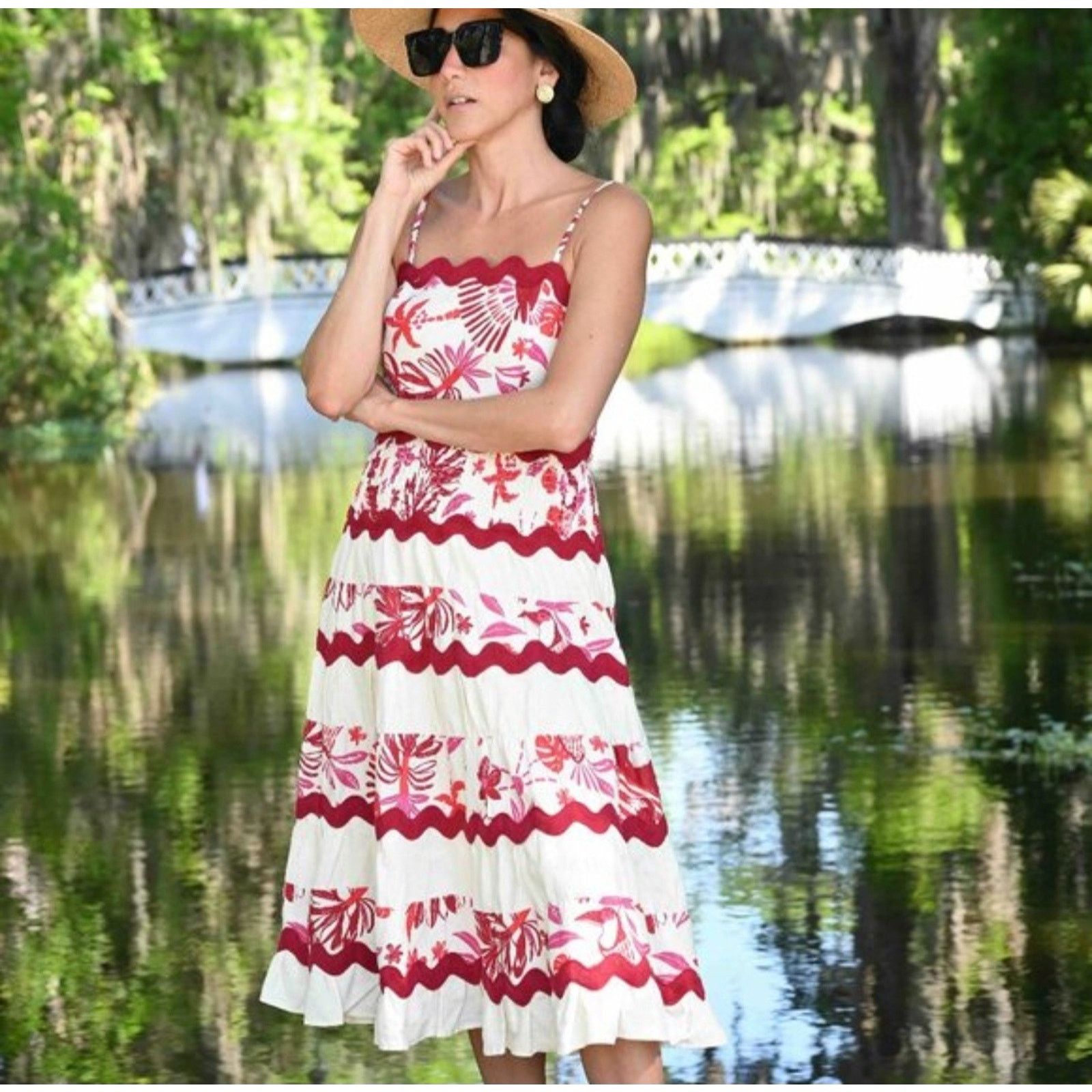 CAROLINE CONSTAS Caroline Constas Pink & White Floral Linen Two Piece Set Size M / US 6-8 / IT 42-44 - 3 Thumbnail