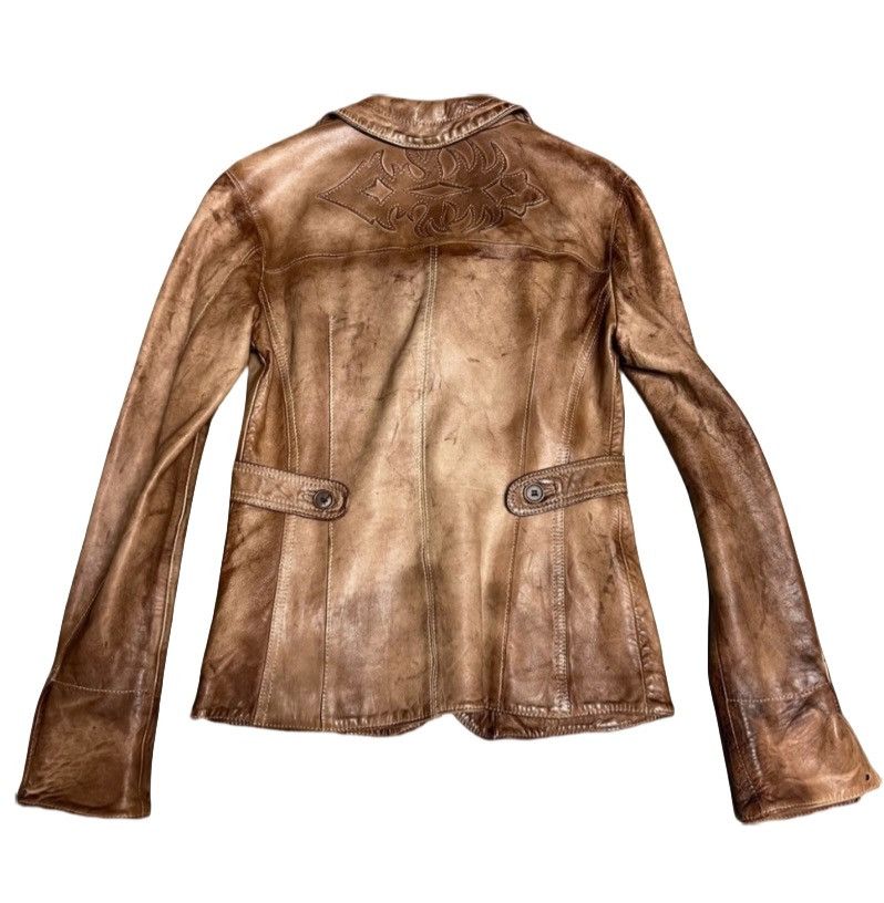 Vintage Super Soft Real Leather Distressed Patina Jacket By Blur Size M / US 6-8 / IT 42-44 - 7 Thumbnail