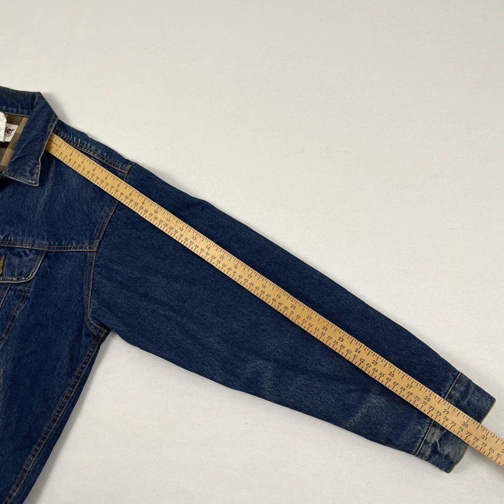 Wrangler VINTAGE Wrangler Denim Jean Jacket Mens Medium Dark Blue Flannel Lined Workwear Chore Size US 31 - 5 Thumbnail