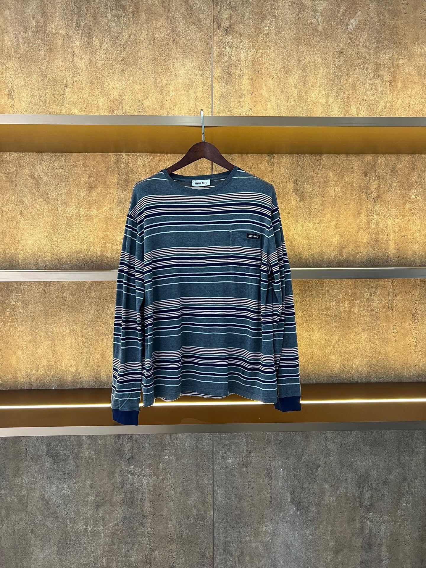 Miu Miu Miu Miu Gray Striped Long Sleeve Size L / US 10 / IT 46 - 1 Thumbnail