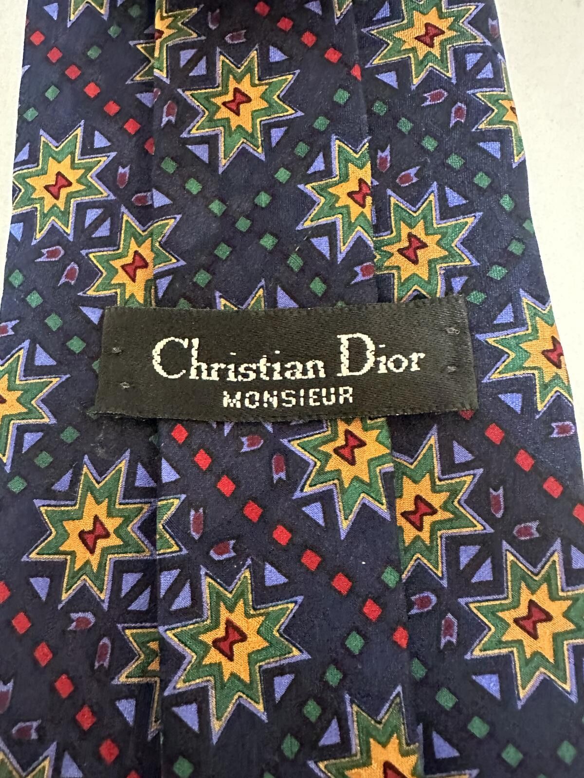 Christian Dior Monsieur Vintage Christian Dior 100% silk tie blue star medallion Size ONE SIZE - 2 Thumbnail