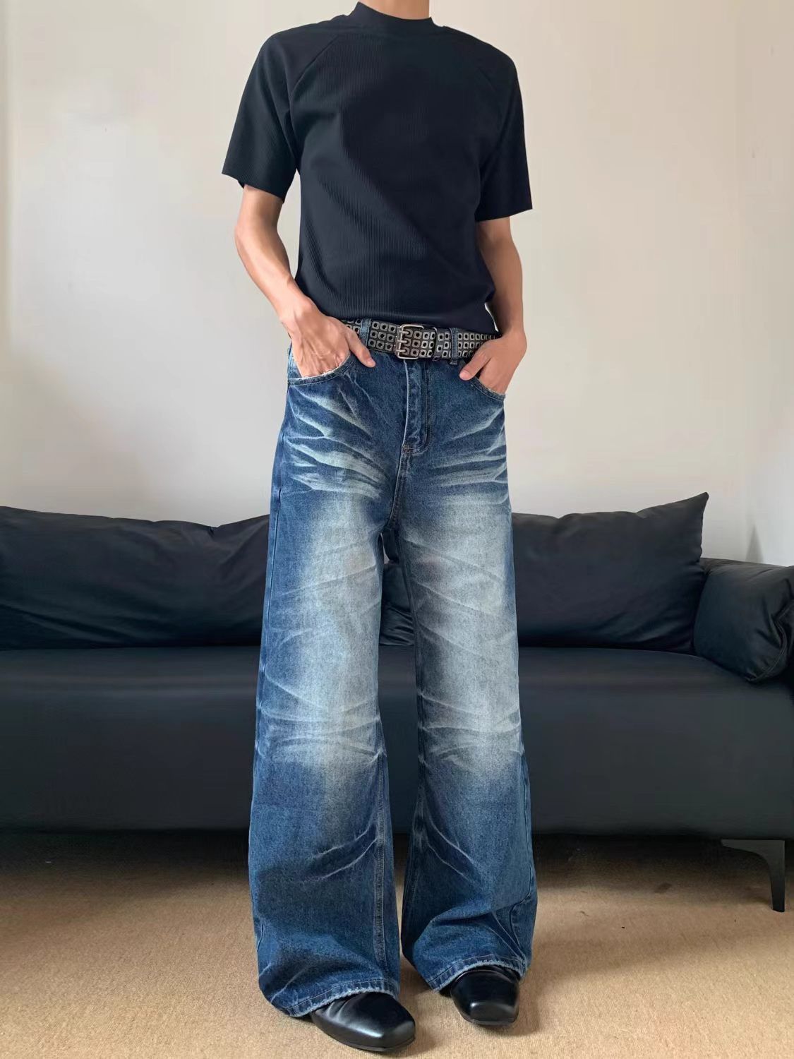 Vintage American Streetwear Whiskered Straight-Leg Flared Jeans Size US 32 / EU 48 - 4 Thumbnail