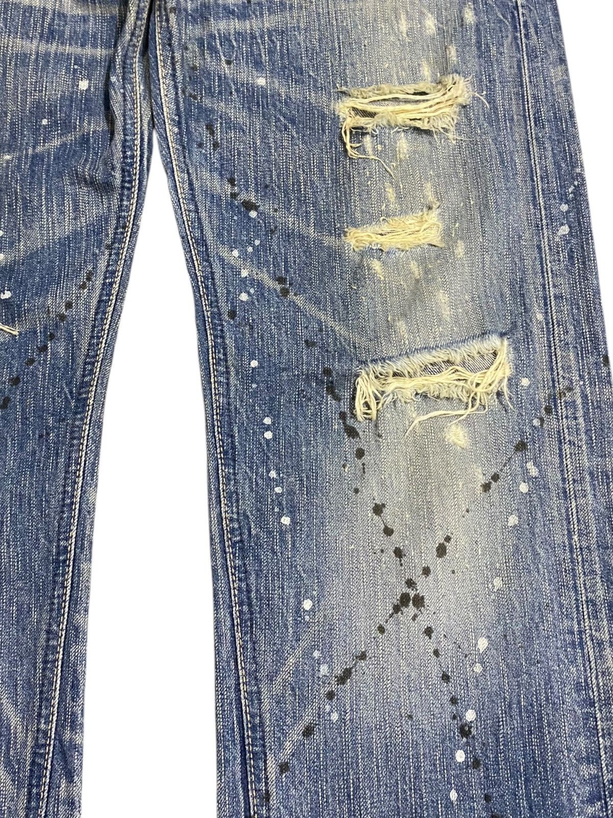 Japanese Brand Vintage Edwin 503 Faded Wash Paint Splatter Distressed Jeans Size US 31 - 10 Thumbnail