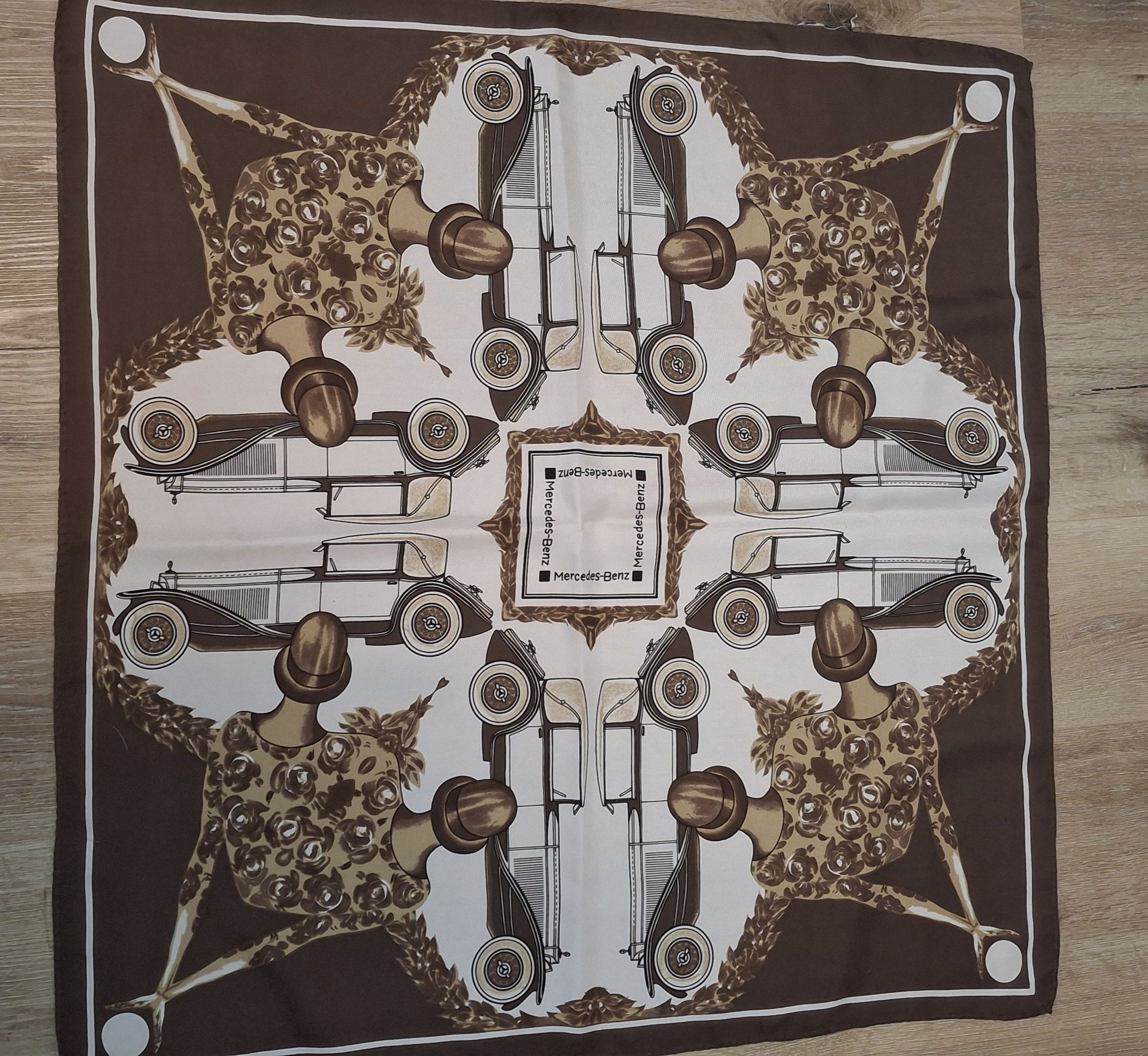 Mercedes-Benz ​Vintage Mercedes-Benz Silk Scarf - Retro Car Print Size ONE SIZE - 1 Thumbnail