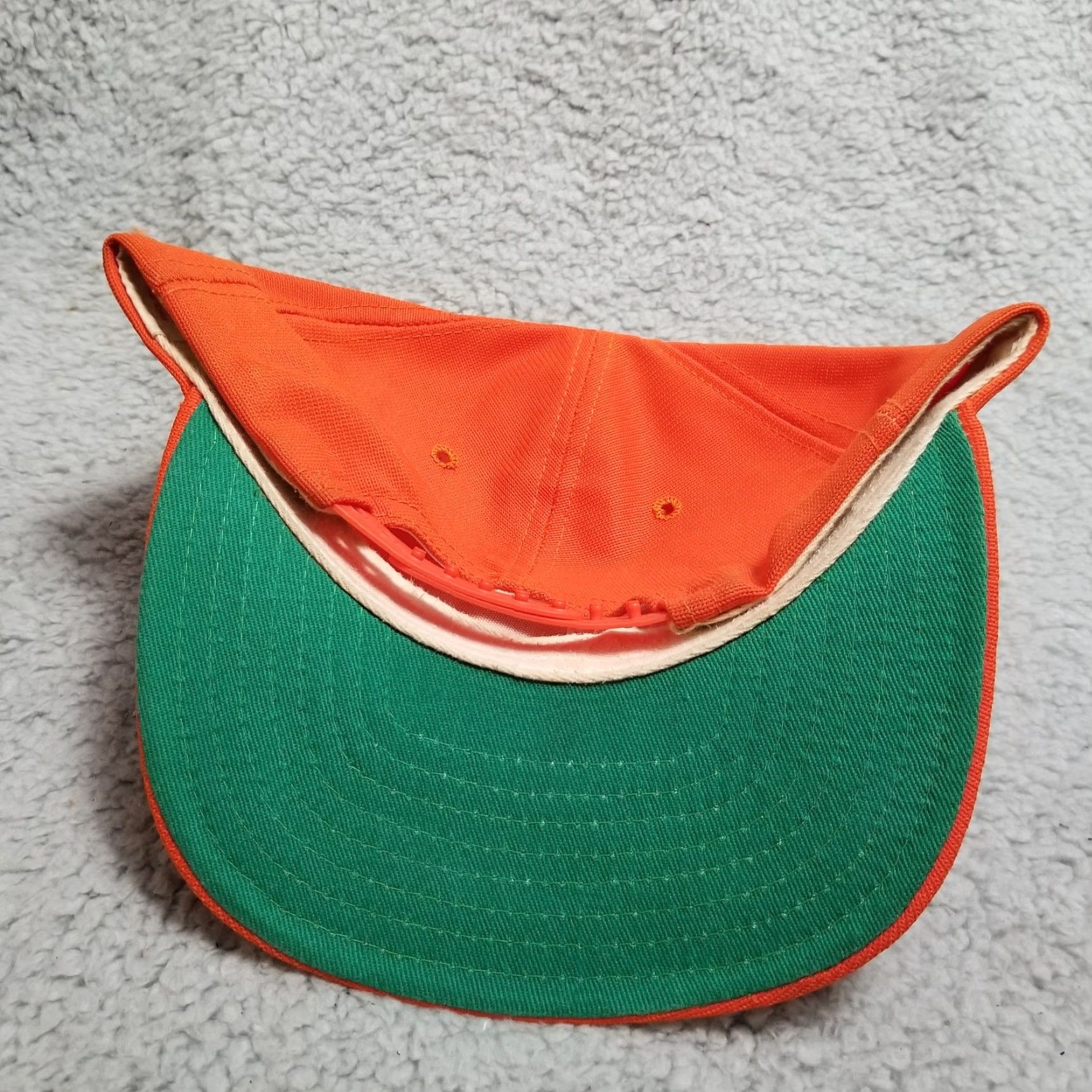 New Era VINTAGE New Era Snapback Hat Pro Model DuPont Visor Orange Green 80s Mens One Size Adjustable Cap - USA Made, Classic Retro Fashion Size ONE SIZE - 2 Thumbnail