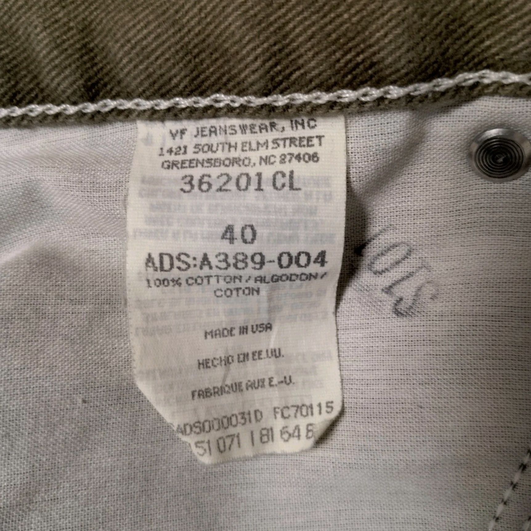 Wrangler VINTAGE Wrangler VF Jeanswear Carpenter Shorts Mens 40 Army Green Denim 5-Pocket Workwear Size US 40 / EU 56 - 6 Thumbnail