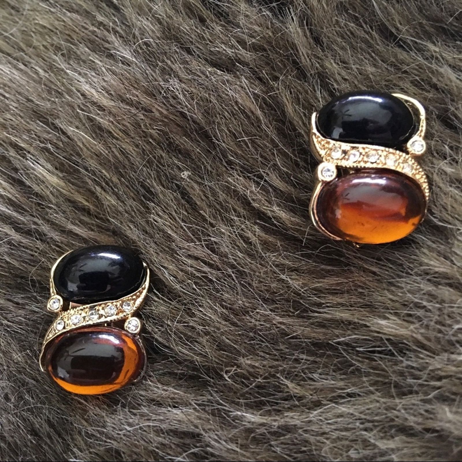 Vintage Vintage Bellissima Choice amber and onyx earrings Size ONE SIZE - 3 Thumbnail