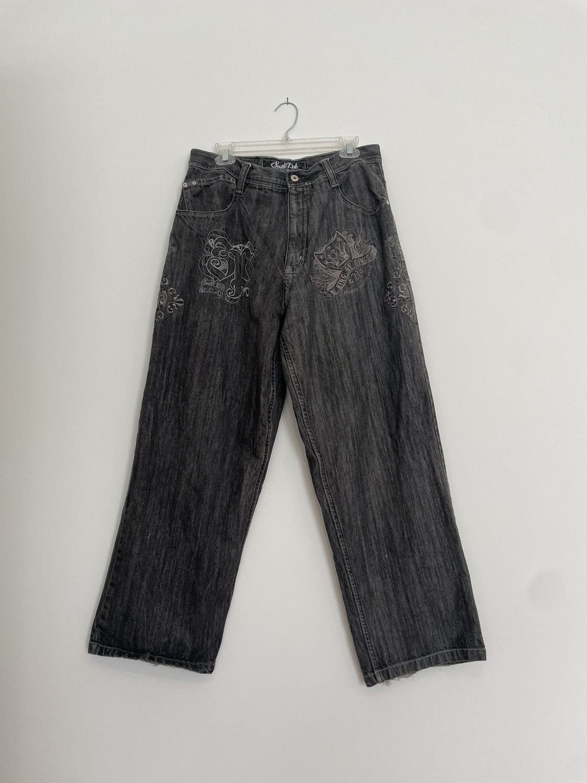 Southpole southpole king of kings stonewashed embroidered baggy jeans Size US 34 / EU 50 - 7 Thumbnail