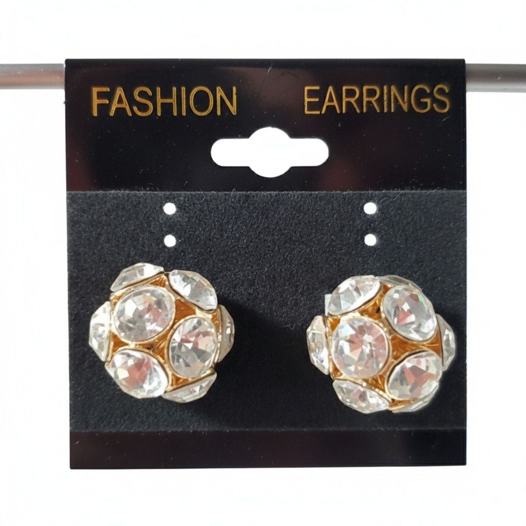 Other Disco Ball 5/8" NEW Earrings Crystal Round Stud Back Sparkle Size ONE SIZE - 1 Thumbnail