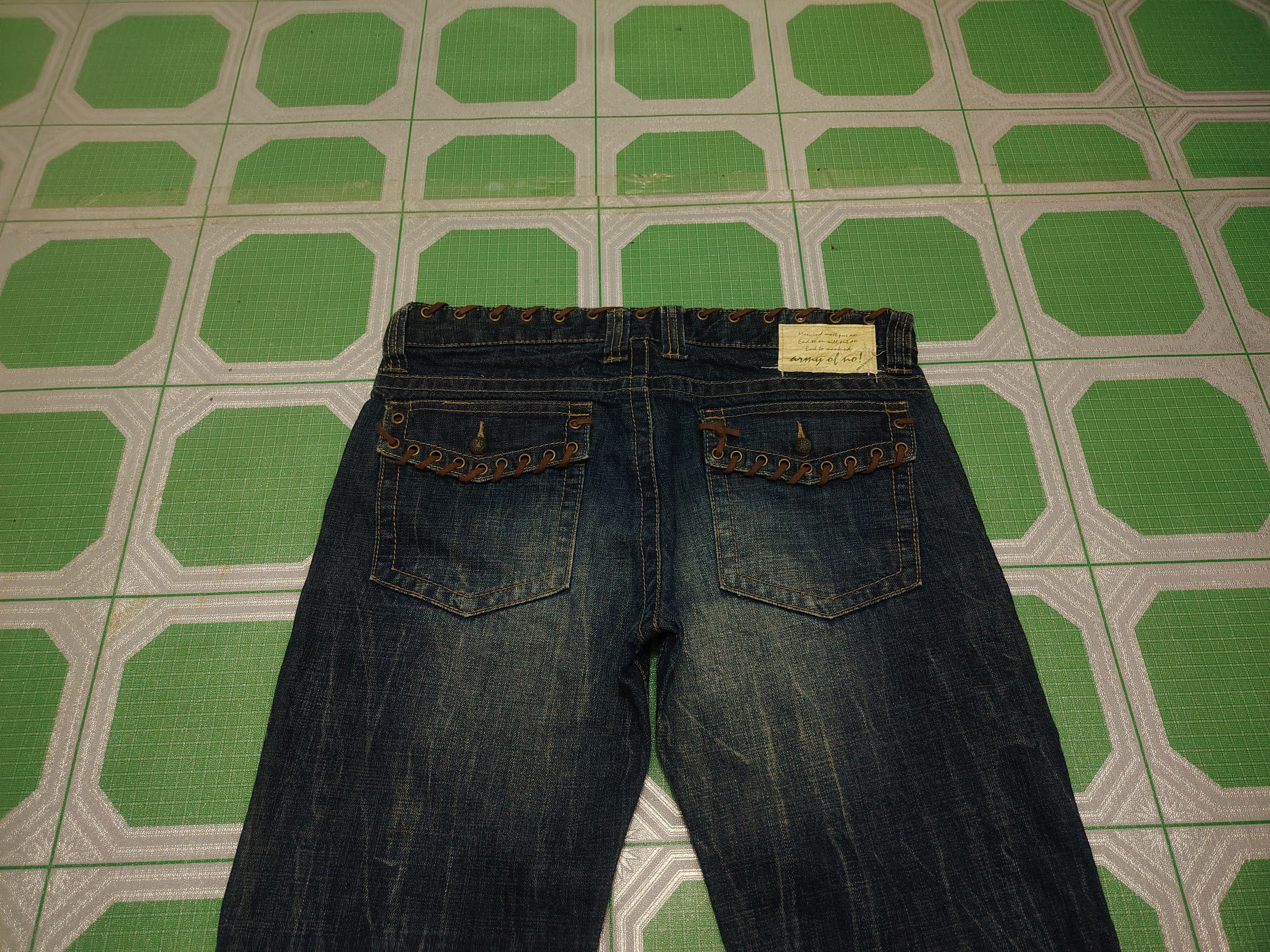Who Decides War Japanese Army of no! Lace Waist & pocket Flared Jeans Size US 33 - 15 Thumbnail