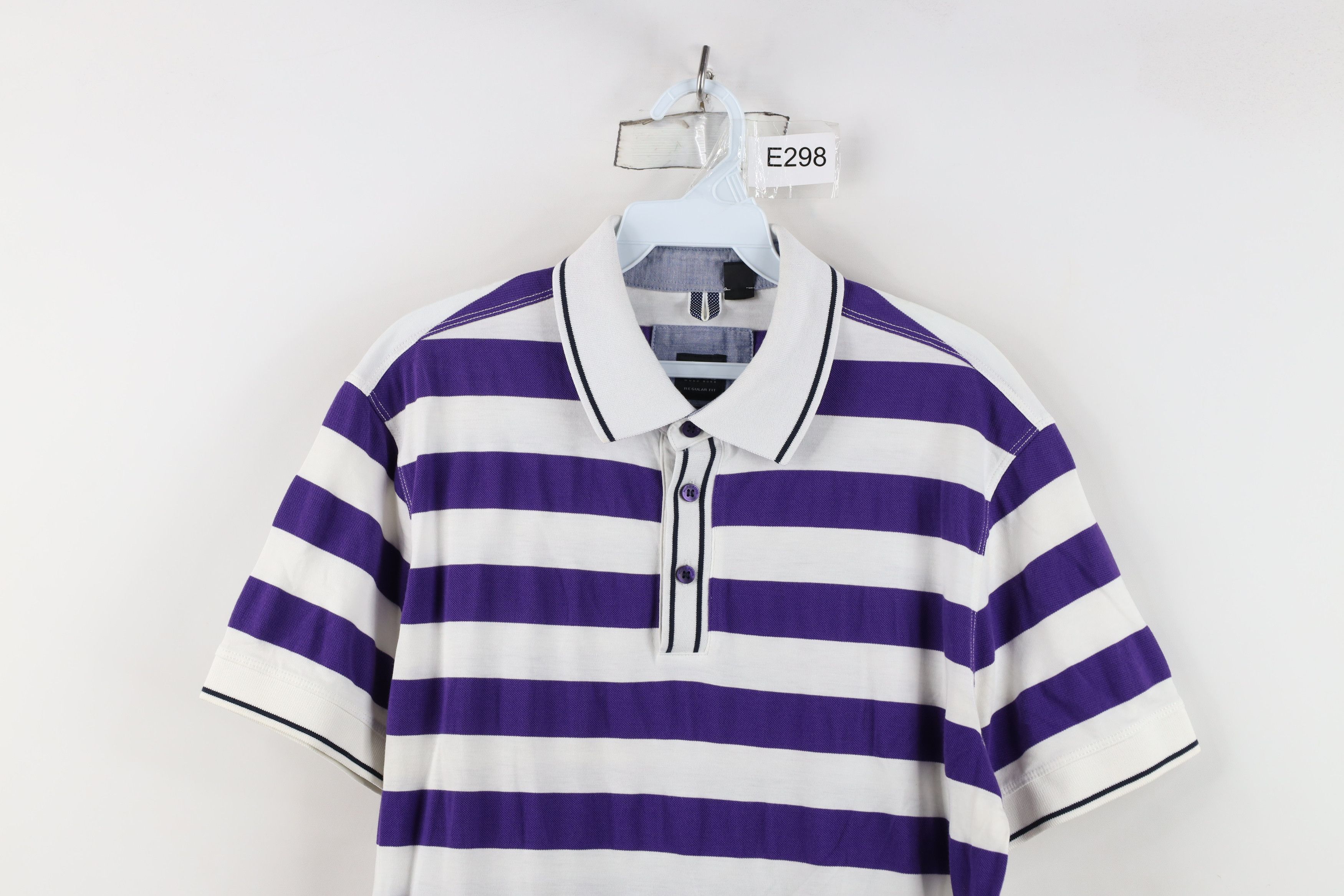 Hugo Boss Hugo Boss Color Block Knit Collared Polo Shirt Purple White Size US L / EU 52-54 / 3 - 2 Thumbnail