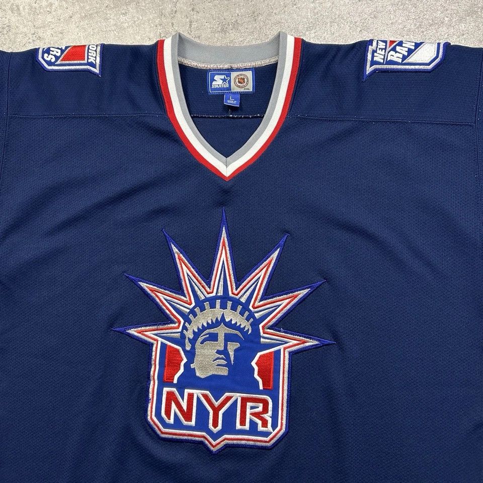 NHL × Starter × Vintage NEW YORK RANGERS LIBERTY LOGO STARTER HOCKEY JERSEY SIZE L Size US L / EU 52-54 / 3 - 2 Thumbnail
