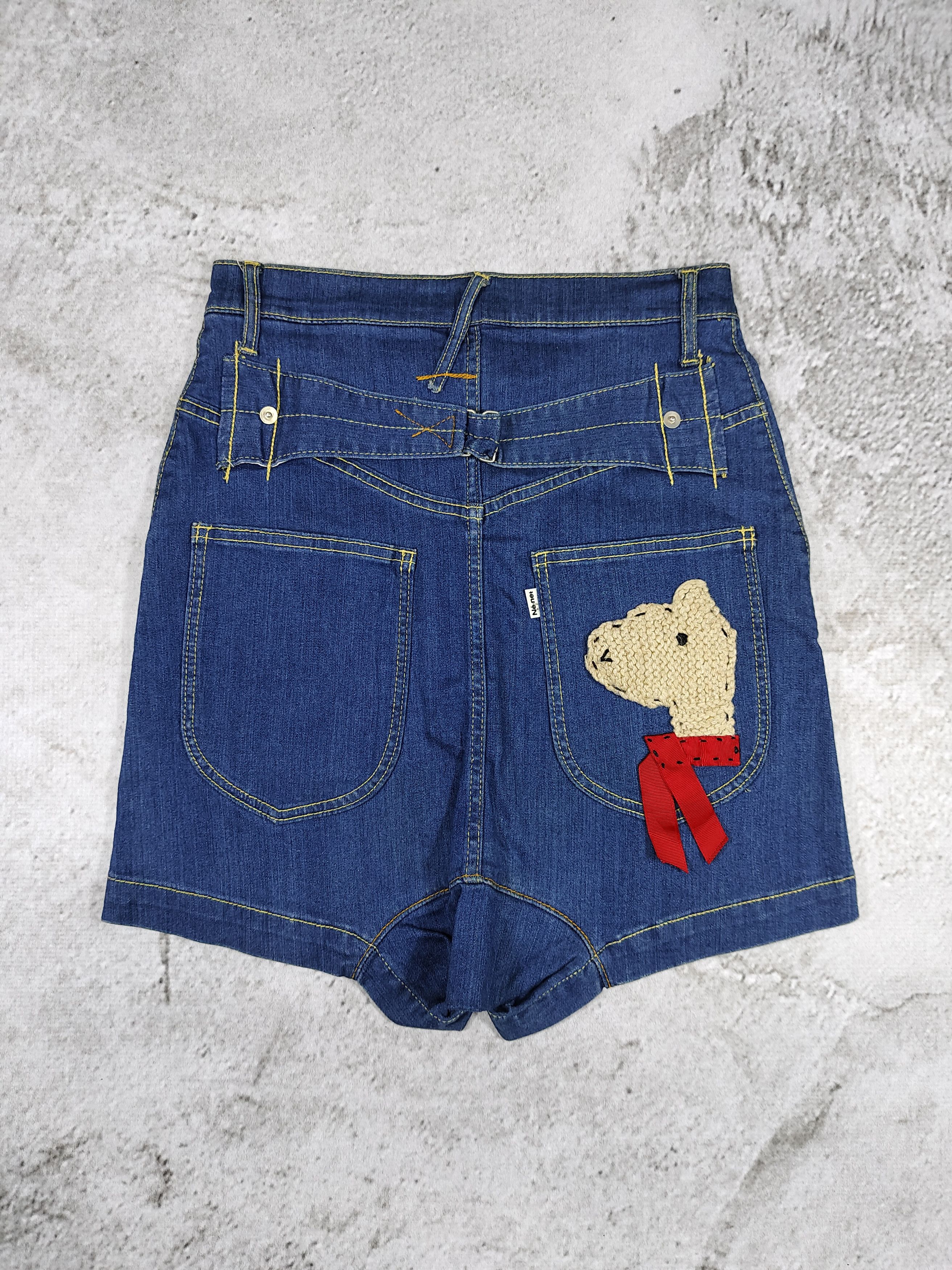 Ne-Net 00s Ne-Net- Bear Loop Embroidery Pocket Denim Short Size 29" - 1 Thumbnail