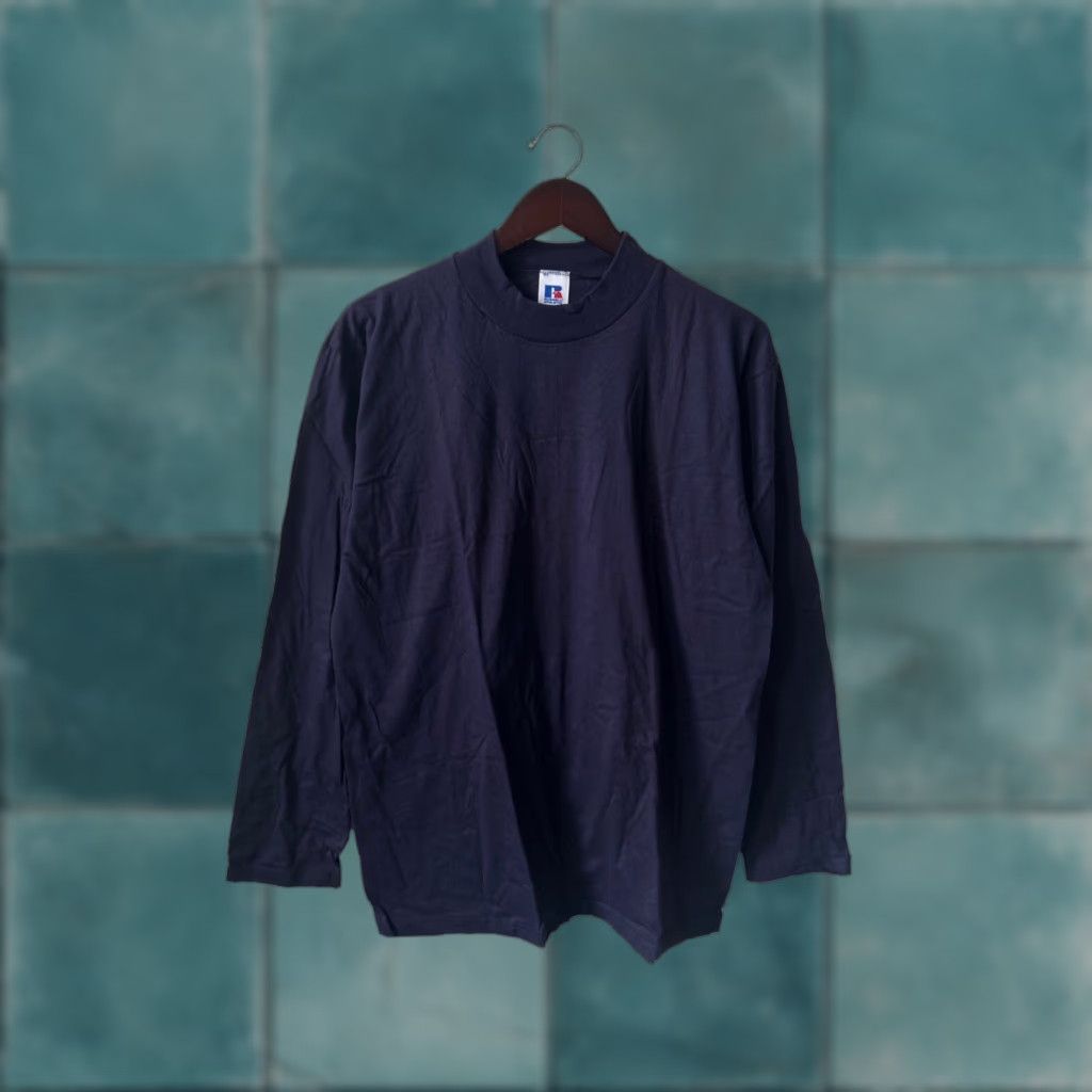 Russell Athletic VINTAGE Russell Athletic Mock Turtleneck Shirt Mens L Navy 90s Deadstock NWOT Size US L / EU 52-54 / 3 - 1 Thumbnail