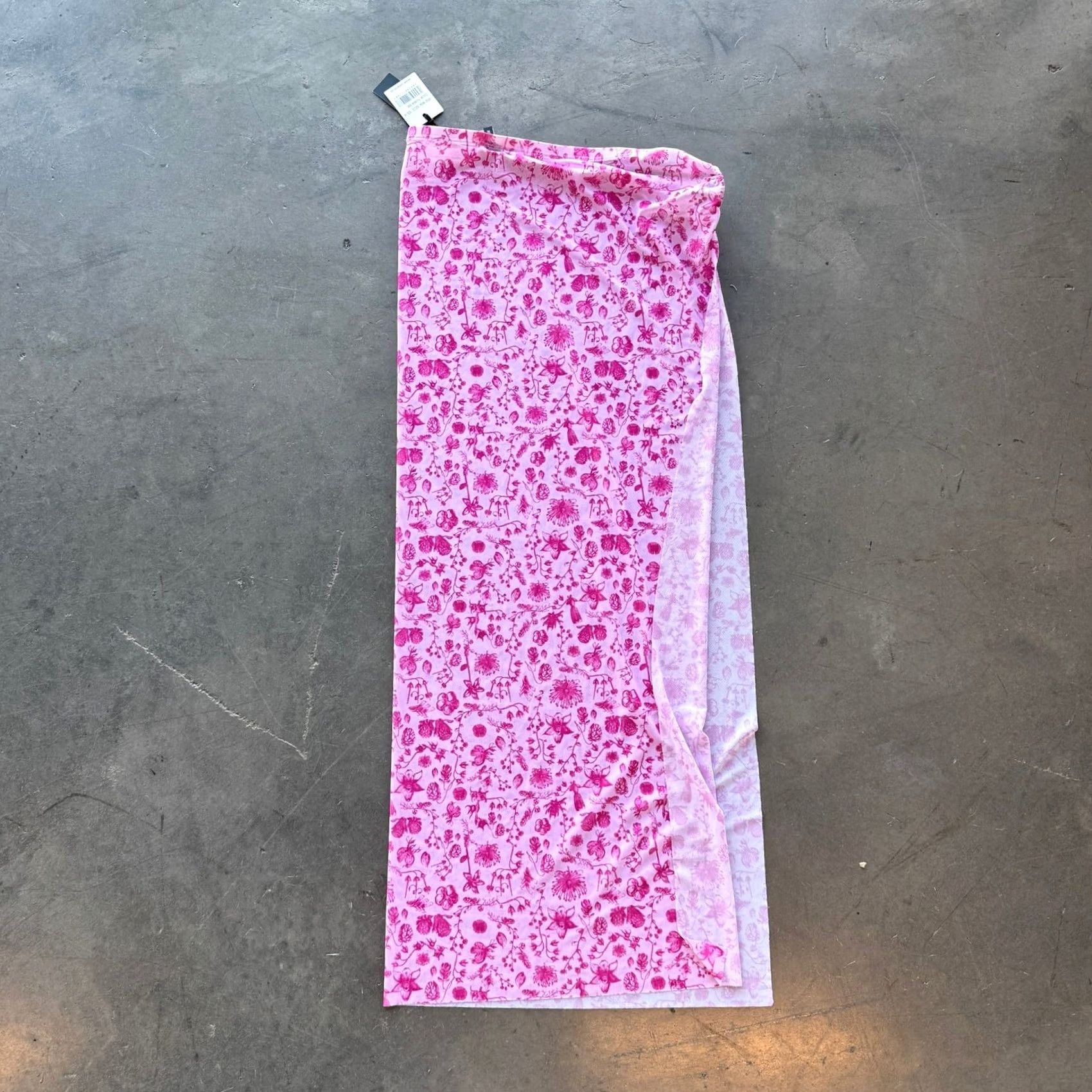 Vintage VINTAGE Kendall + Kylie Floral Mix Side Slit Pink Sarong Swim Skirt M Womens Size 32" / US 10 / IT 46 - 2 Thumbnail