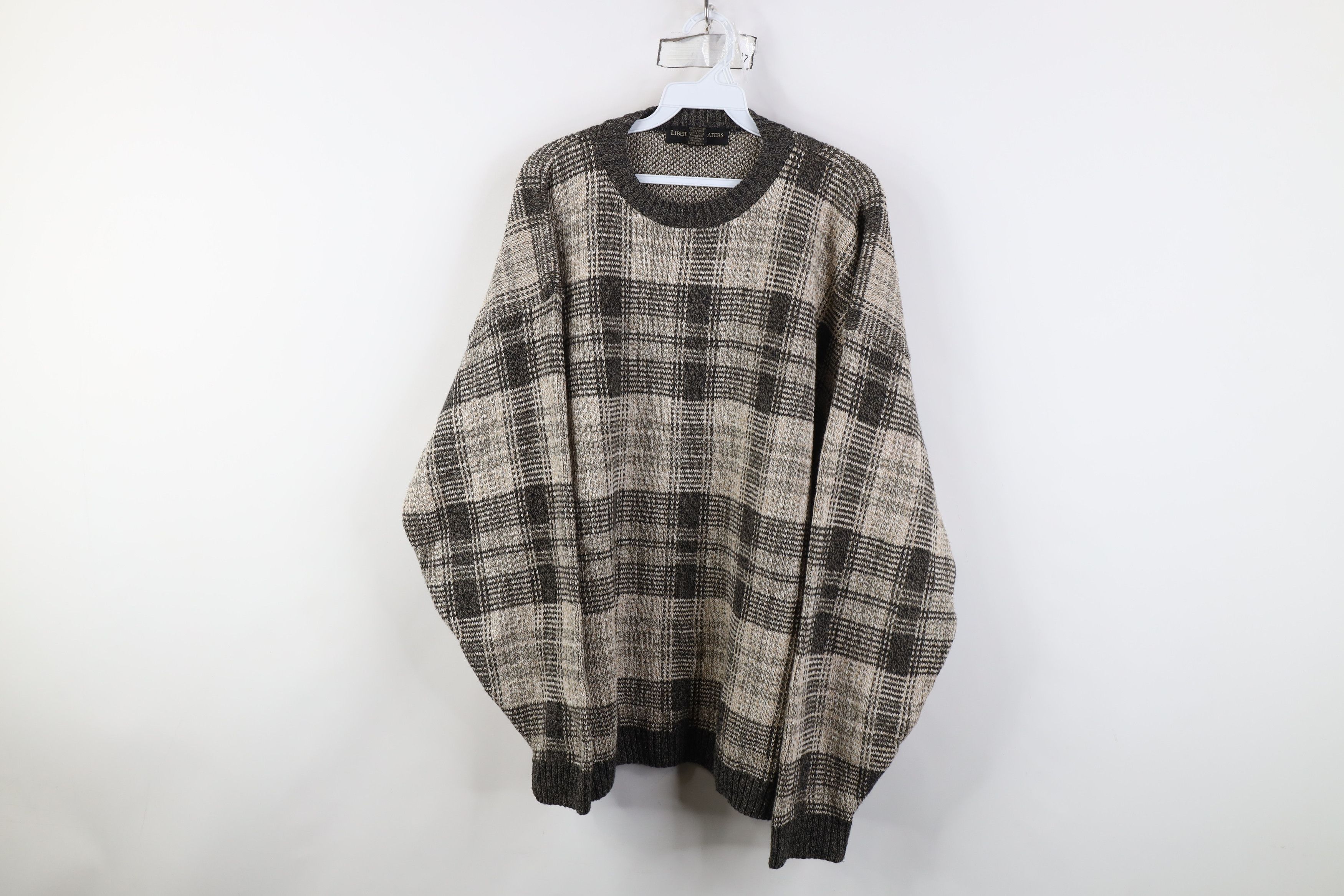 Vintage Vintage 90s Streetwear Crewneck Sweater Earth Tone Plaid USA Size US XL / EU 56 / 4 - 1 Thumbnail