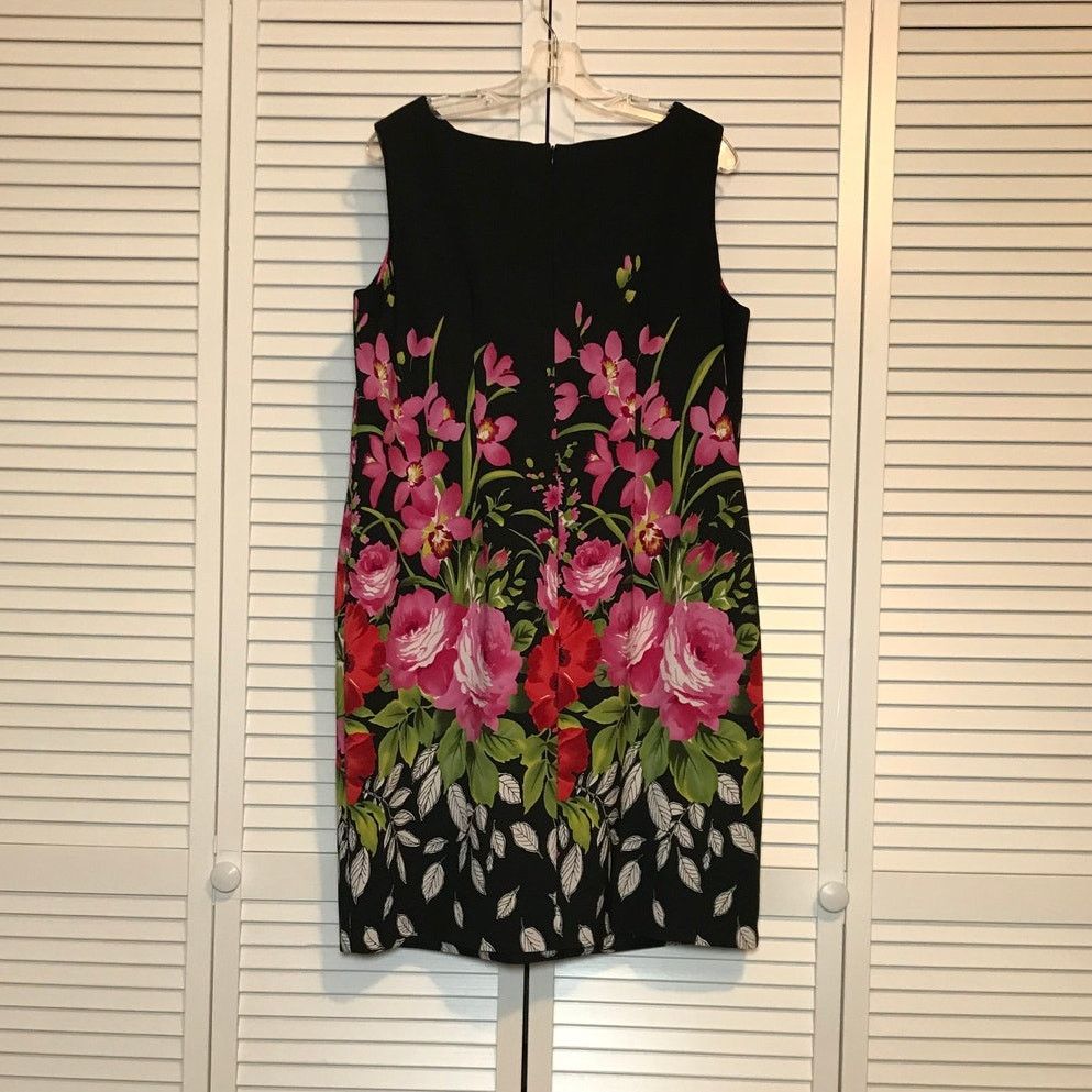 Other Dressbarn Floral Round Neck Shift Knee-length Dress 14 Size XL / US 12-14 / IT 48-50 - 2 Thumbnail