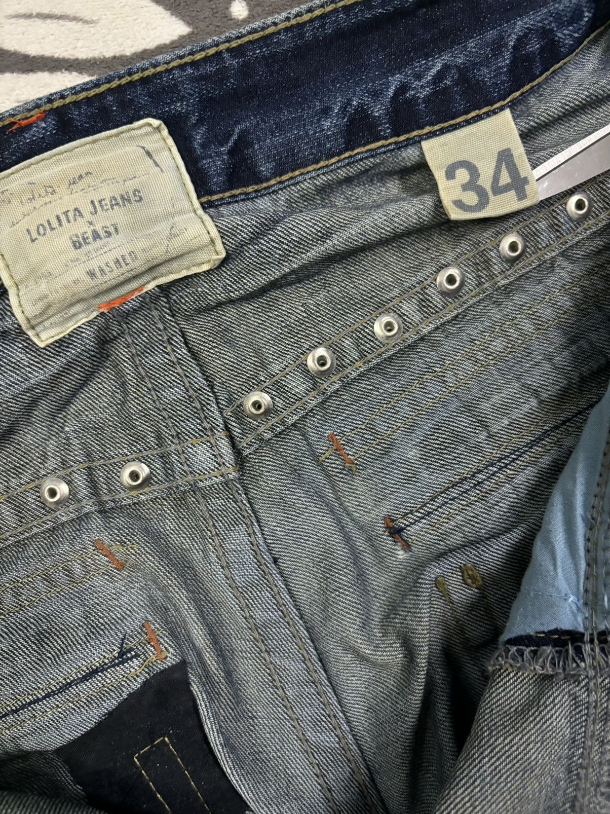 Beauty Beast Vintage Lolita x Beast Studded Flare Distressed Punk Jeans Size US 35 - 23 Thumbnail