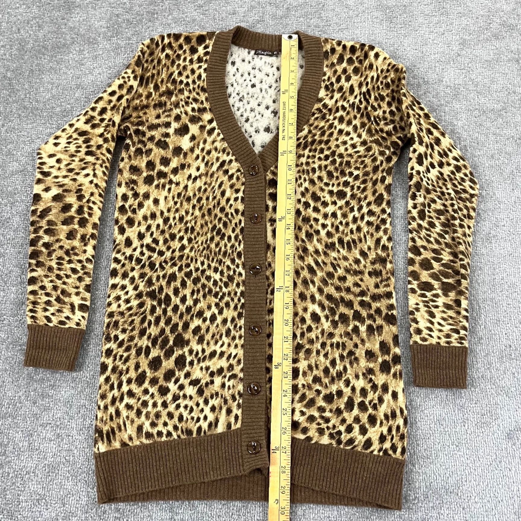 J.McLaughlin J. McLaughlin Cardigan Womens XS Brown Leopard Cashmere Oversized Button Size XS / US 0-2 / IT 36-38 - 4 Thumbnail