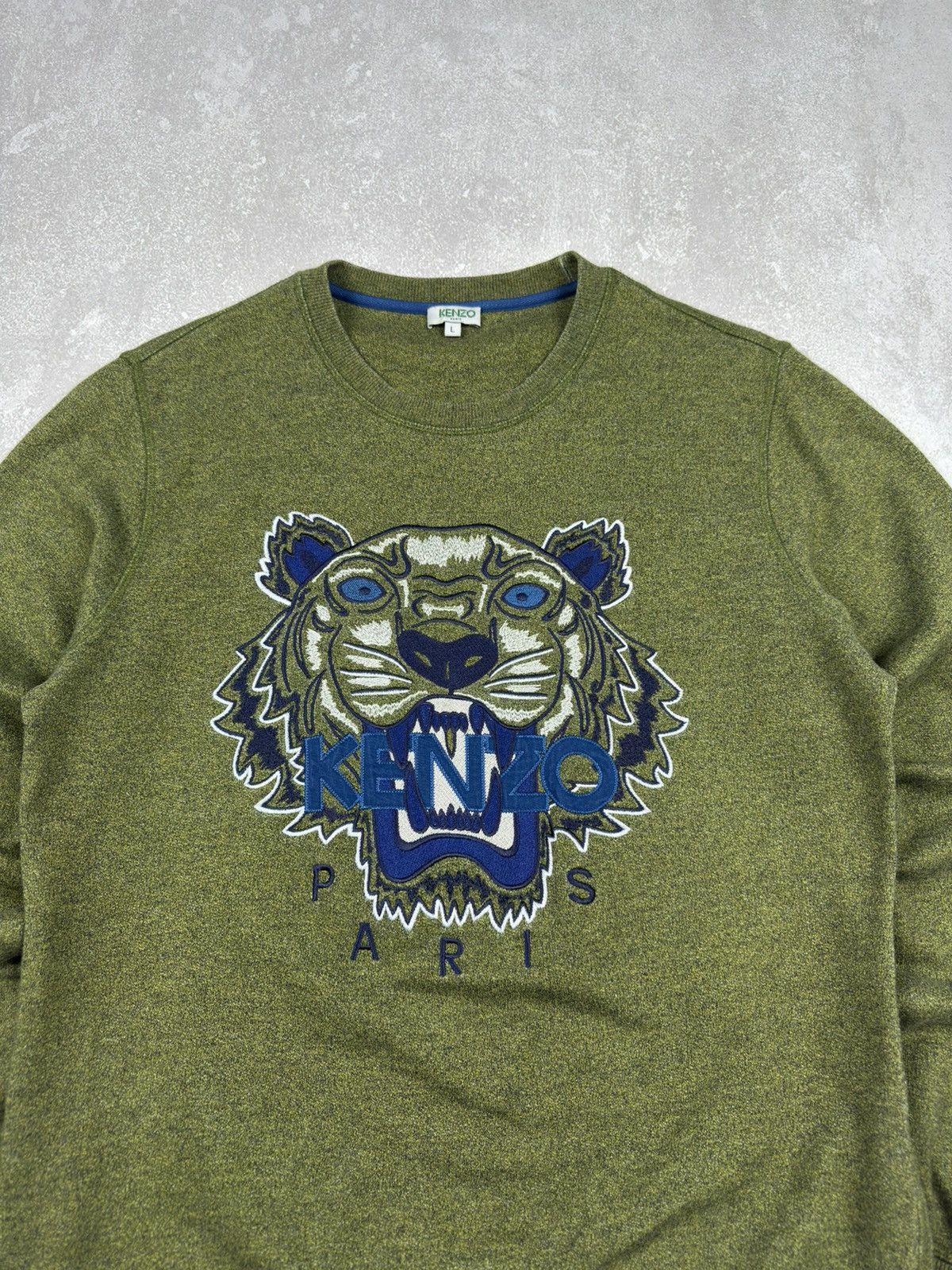 Kenzo Vintage Kenzo Tiger Big Logo Sweatshirt Green Khaki Jumper Size US L / EU 52-54 / 3 - 5 Thumbnail