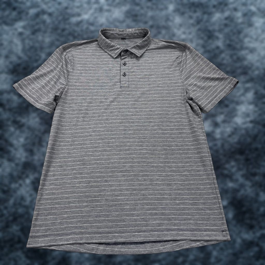 Lululemon Lululemon Polo Shirt Mens Small Striped Gray Heather Evolution Short Sleeve Golf Size US S / EU 44-46 / 1 - 1 Thumbnail