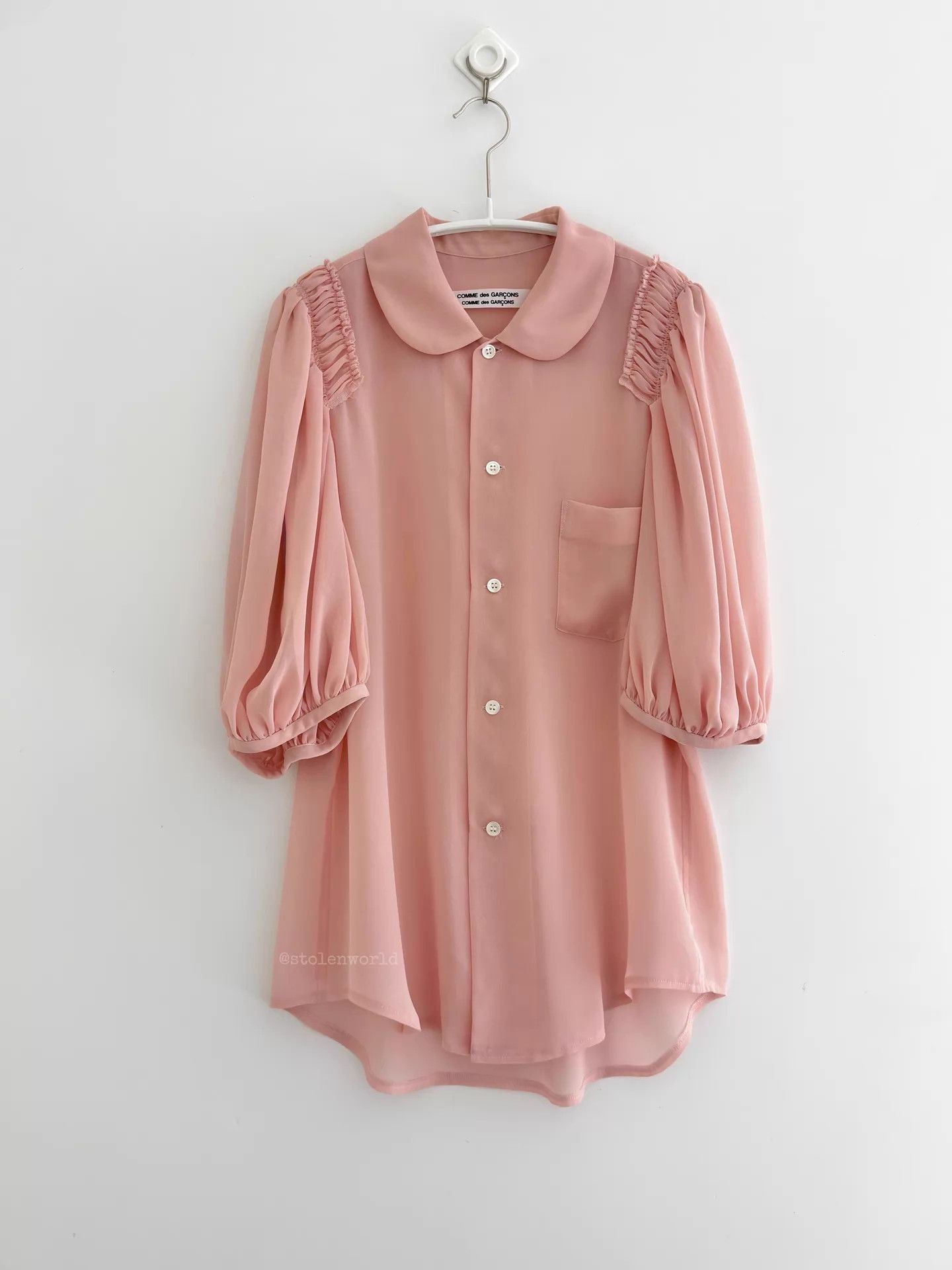Comme des Garcons CDG comcom light pink chiffon pleated puff-sleeve shirt Size S / US 4 / IT 40 - 1 Thumbnail