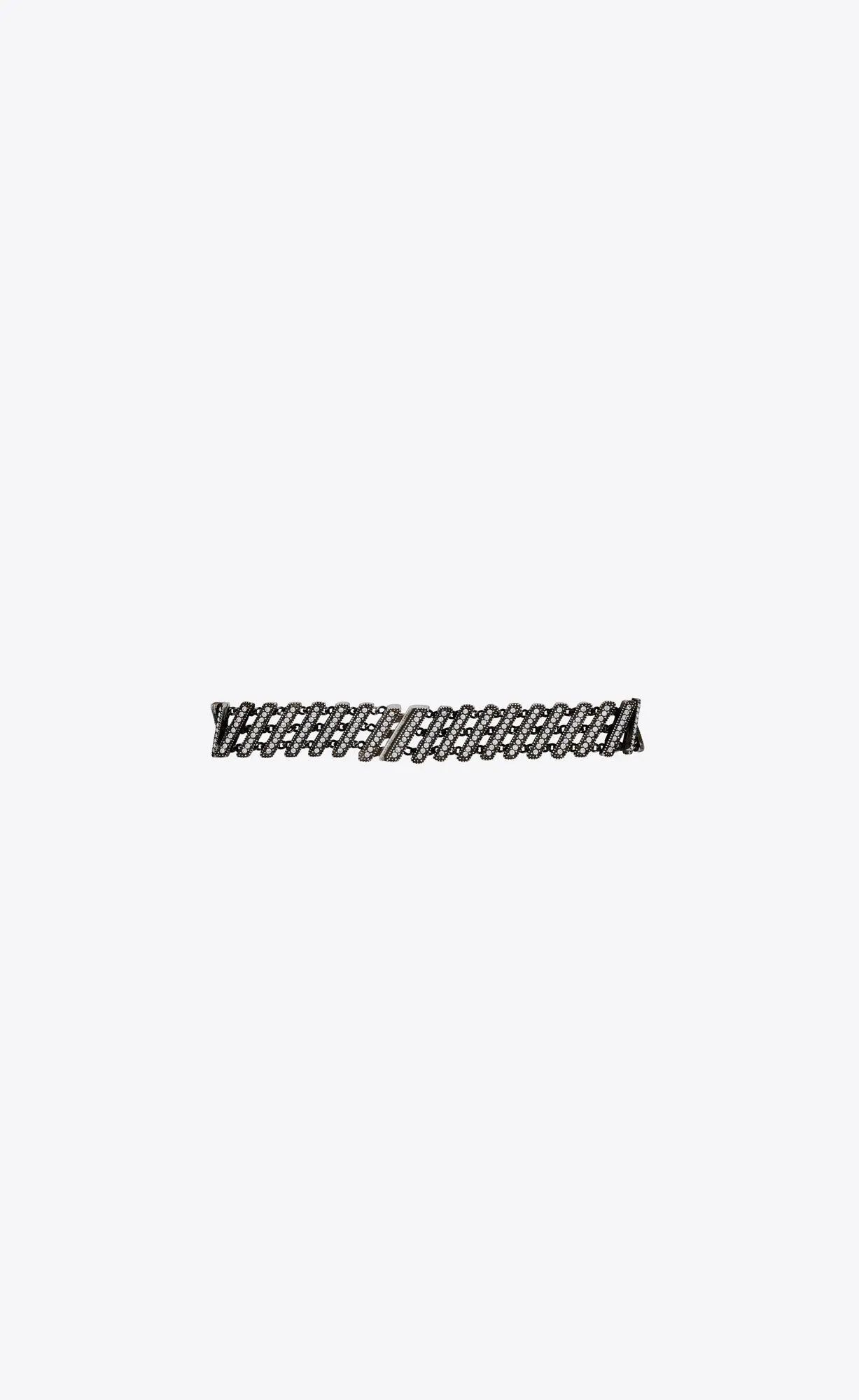 Saint Laurent Paris o1s1wg110325 Size: M / 693600 Baguette Rhinestone Bracelet Size ONE SIZE - 3 Thumbnail