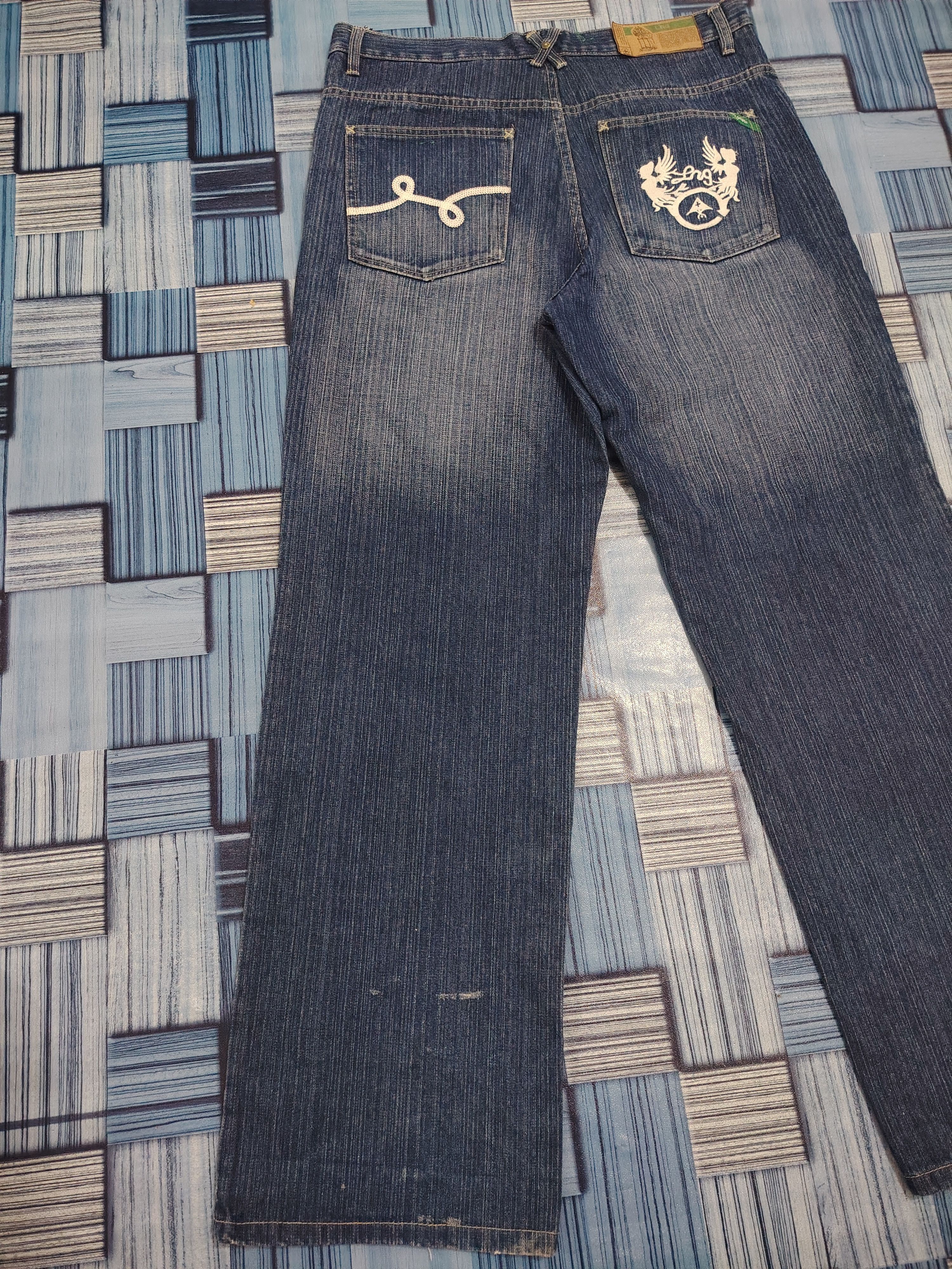 Japanese Brand 💥Insane💥 90's LRG Baggy Flared Jeans Size US 35 - 20 Thumbnail