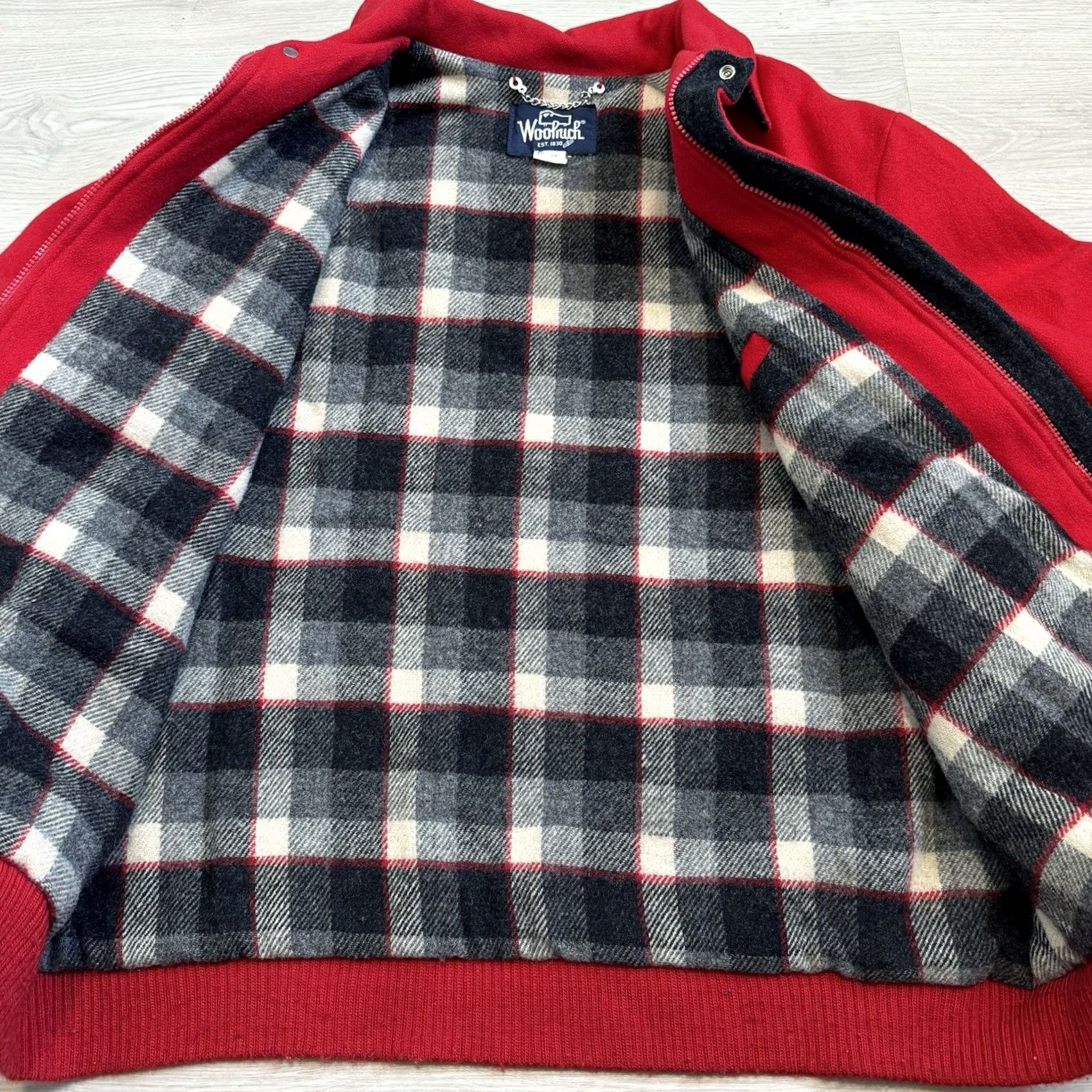 Vintage VINTAGE Woolrich Jacket Red Wool Plaid Lined Bomber Coat Union Made In USA XL Mens Bomber Jacket Size US XL / EU 56 / 4 - 5 Thumbnail