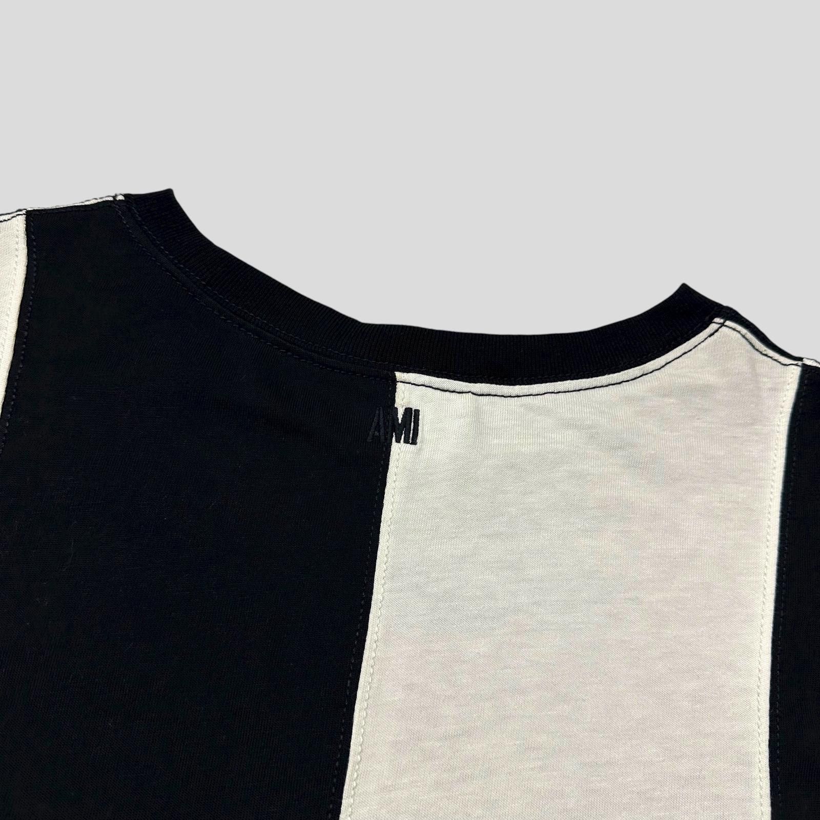 Alexander McQueen AMI Panelled Striped Heavy Cotton Logo T-shirt - XXL Size US XXL / EU 58 / 5 - 3 Thumbnail