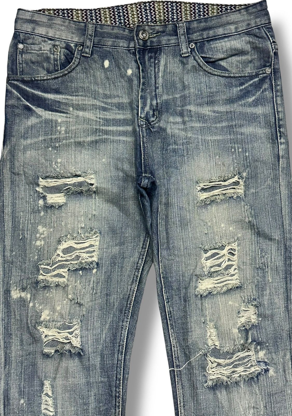 Jean Retro Man No13 Lot 1988 Distressed Painted Straight Loose Size US 34 / EU 50 - 3 Thumbnail