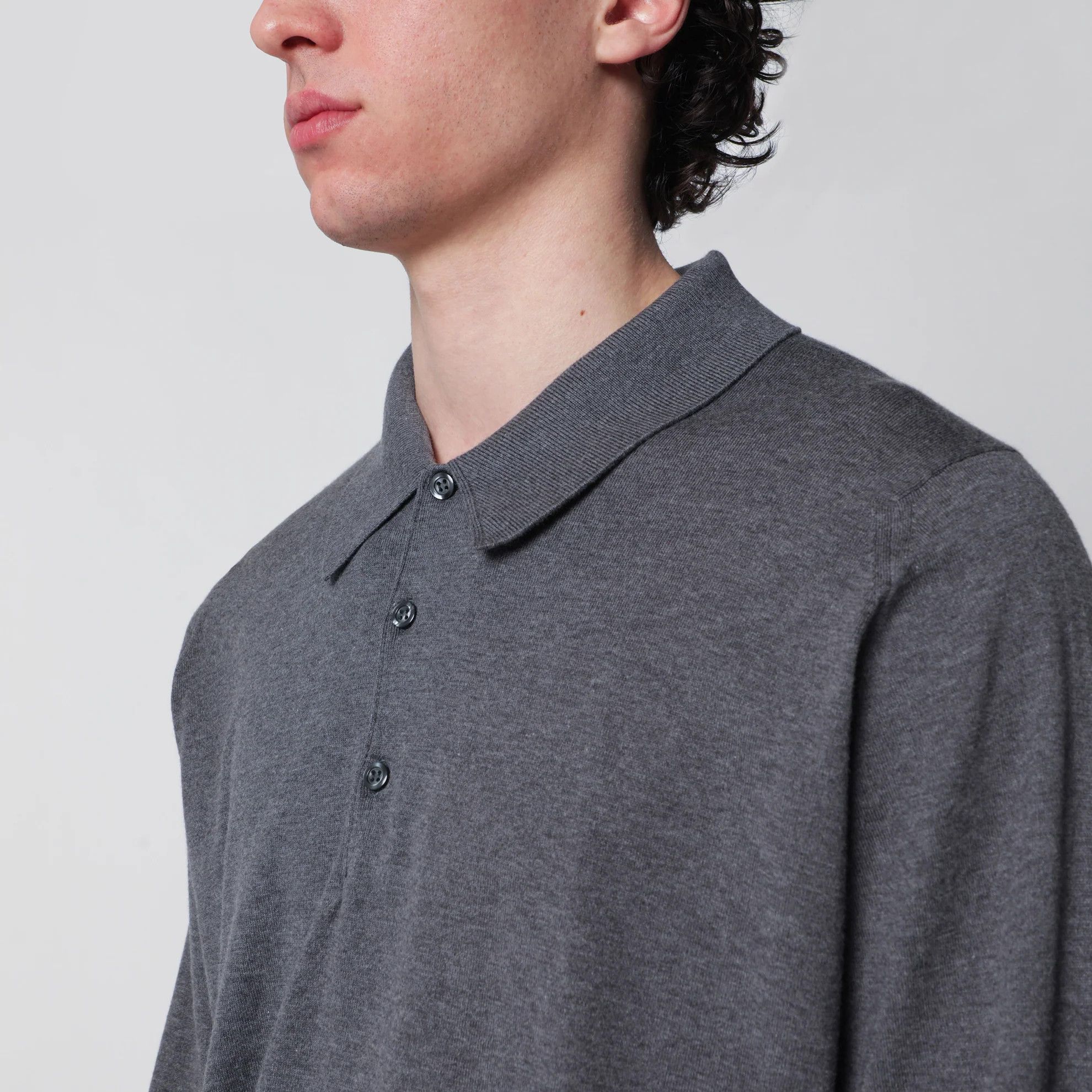John Smedley o1d2blof0526 Cotton Polo Shirt in Gray Size US S / EU 44-46 / 1 - 4 Thumbnail