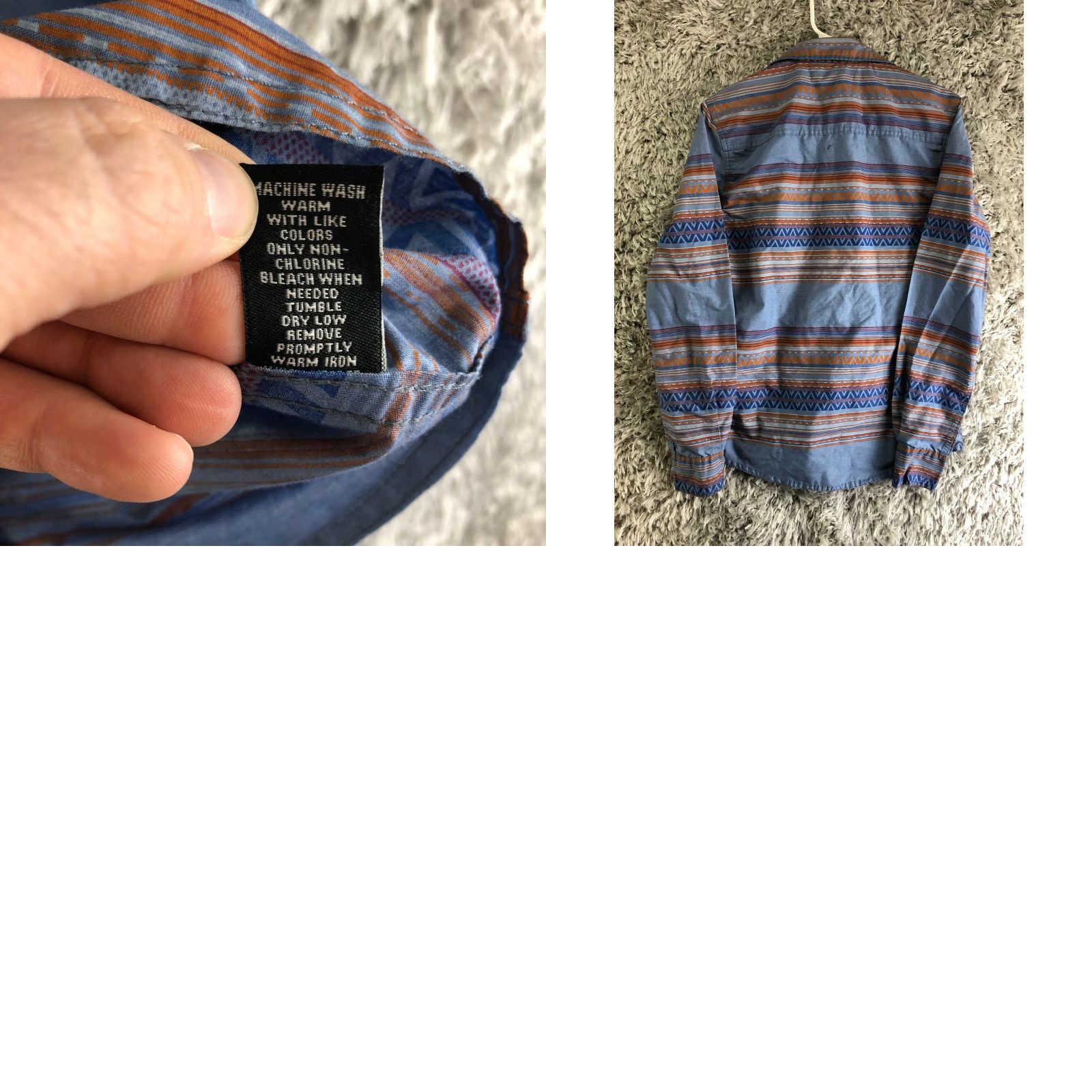 Carbon Carbon Mens Small Slim Fit Long Sleeve Western Look Blue Long Sleeve Spread Collar Shirt Size US S / EU 44-46 / 1 - 8 Thumbnail