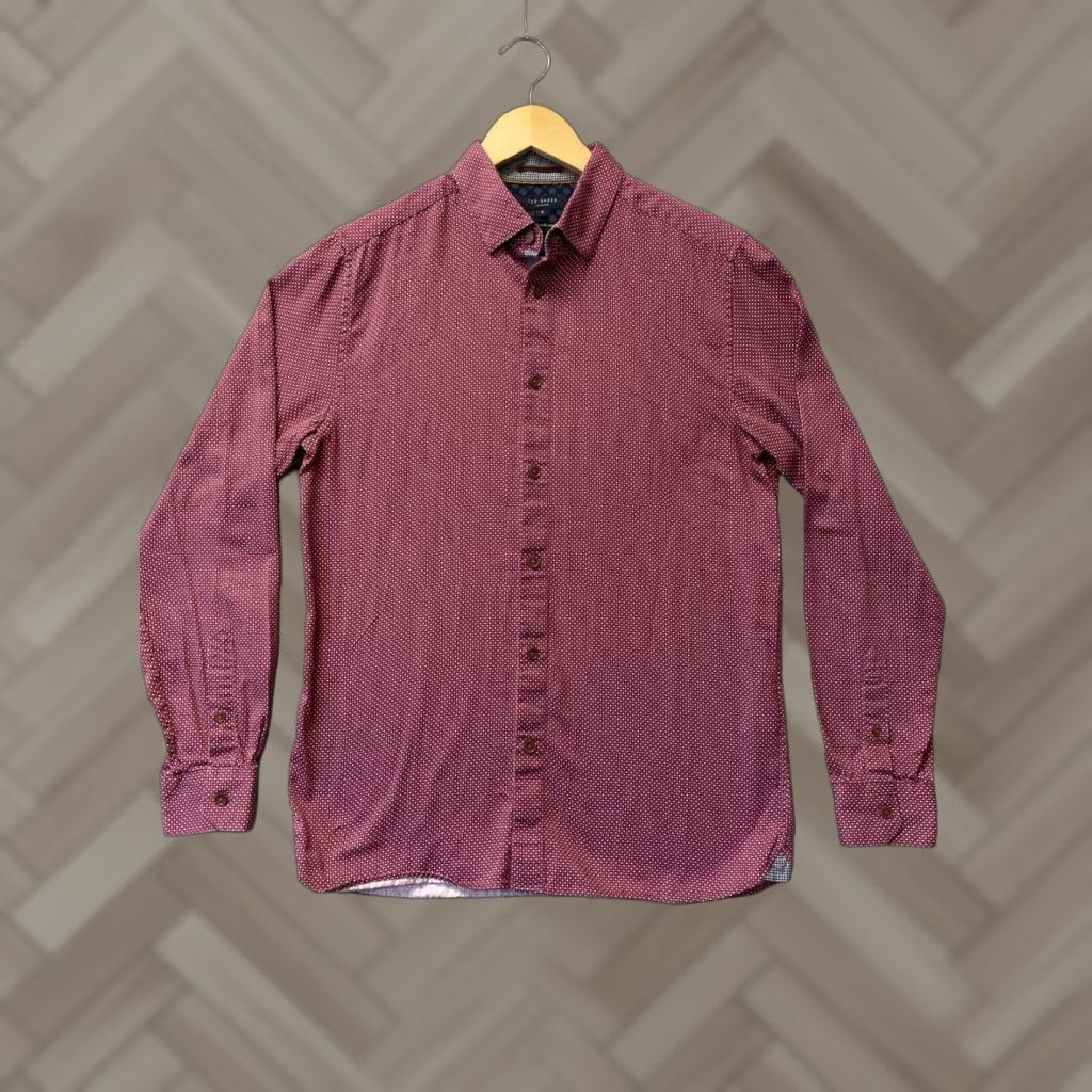Ted Baker Ted Baker Shirt Men’s Size M Slim Cotton Red Geometric Button-Up Long Sleeve Casual Party/Cocktail Travel 3 M Mens Regular Red Ted Baker Size US S / EU 44-46 / 1 - 1 Thumbnail